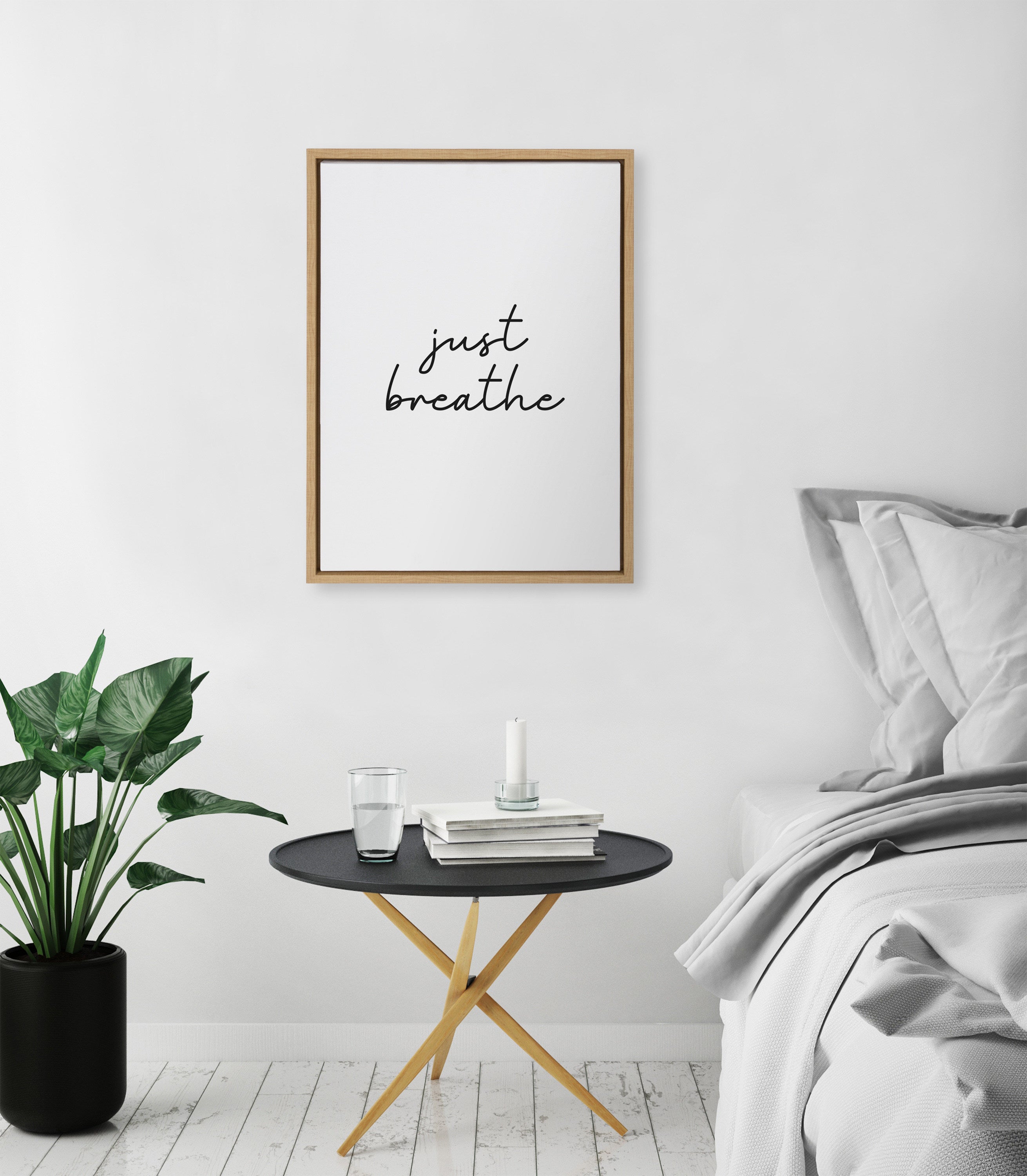 Sylvie Just Breathe BW Framed Canvas by kateandlaurel - product image 6 for Resin Society