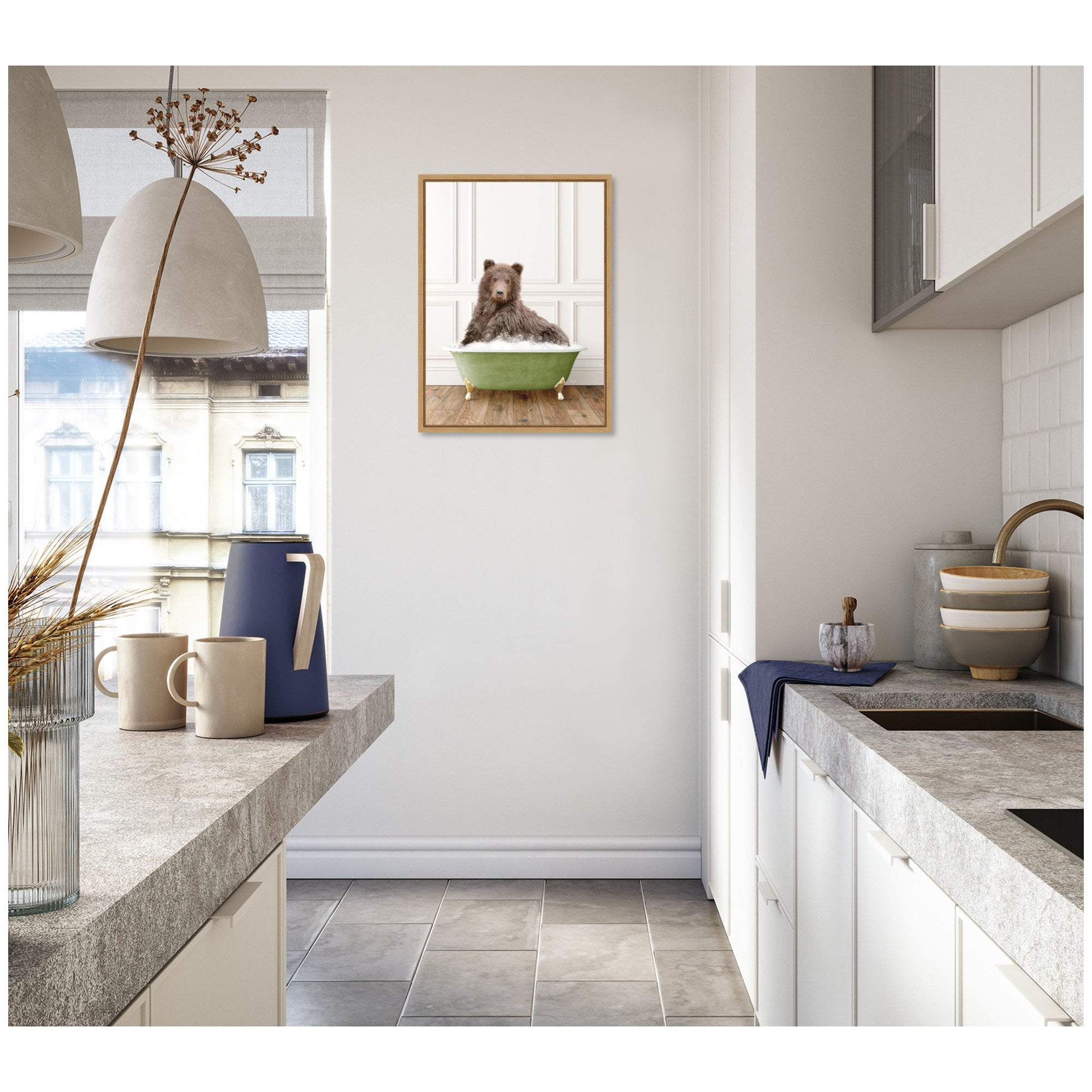 Sylvie Mother Bear in Transitional Bathtub Framed Canvas by Amy Peterson