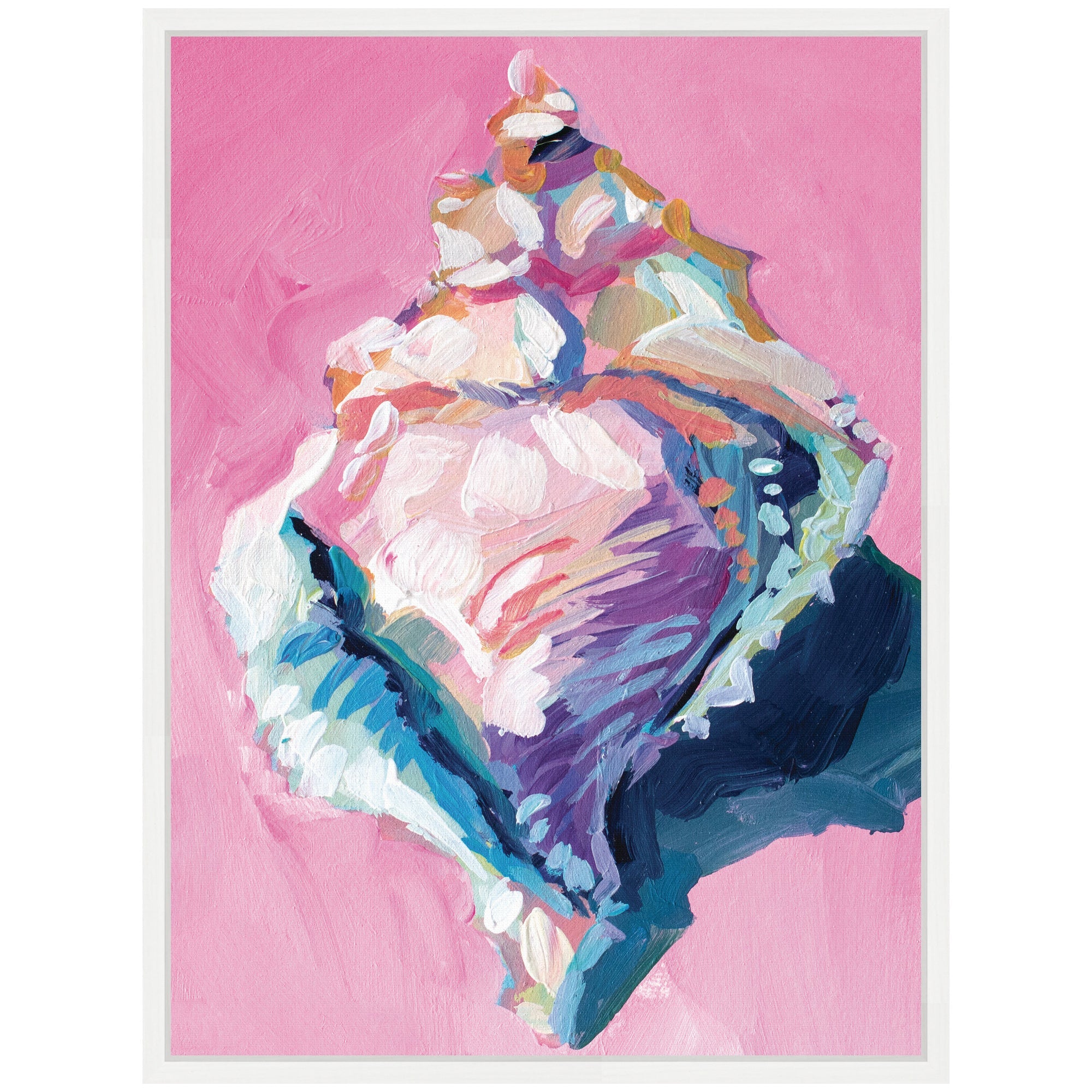 Sylvie Conch Shell Framed Canvas by Rachel Christopoulos