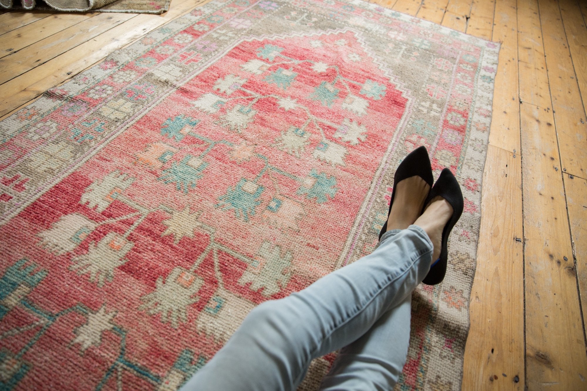 4.5x9.5 Vintage Distressed Oushak Rug Runner by Old New House® - product image 2 for Resin Society