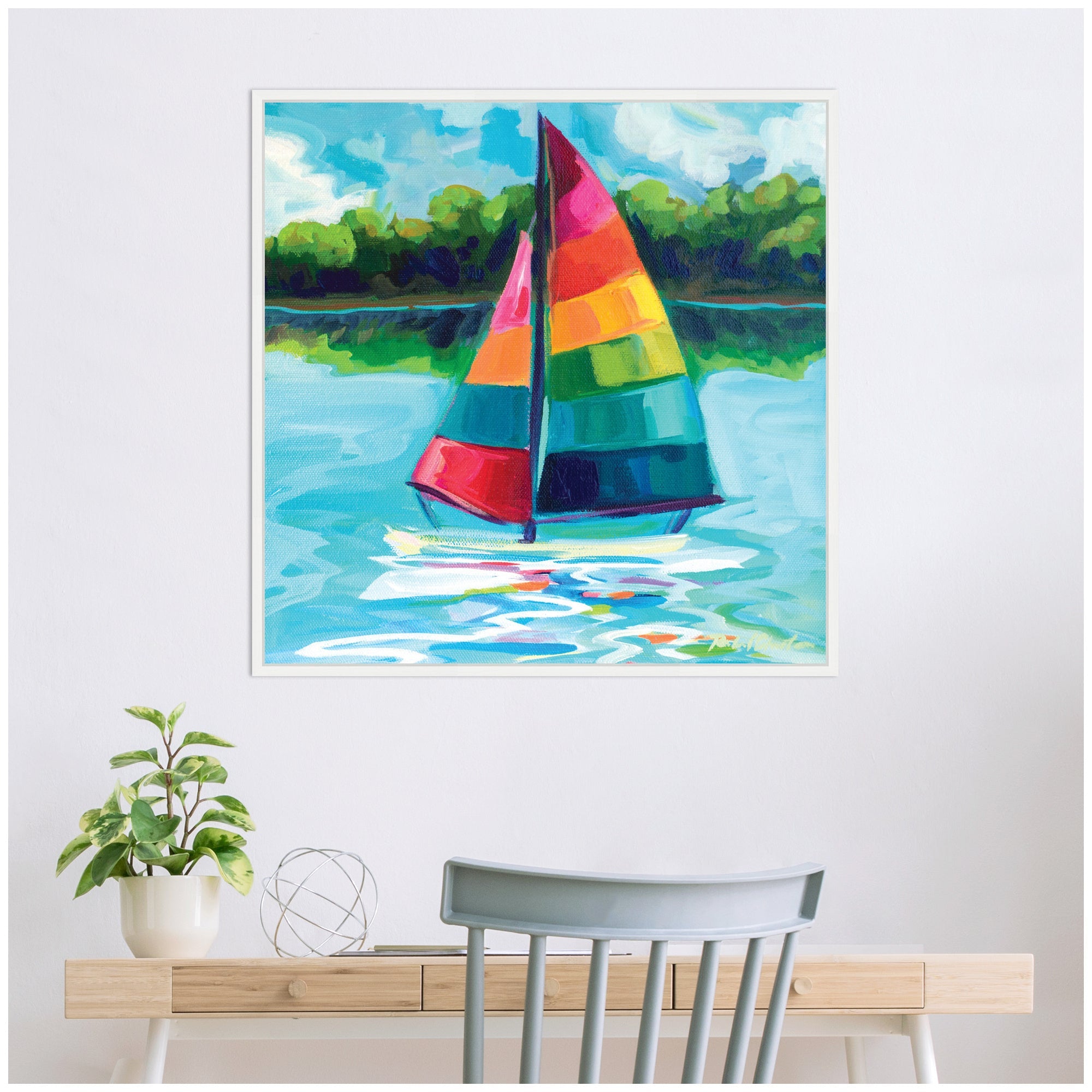 Sylvie Sunday Sailing Framed Canvas by Rachel Christopoulos
