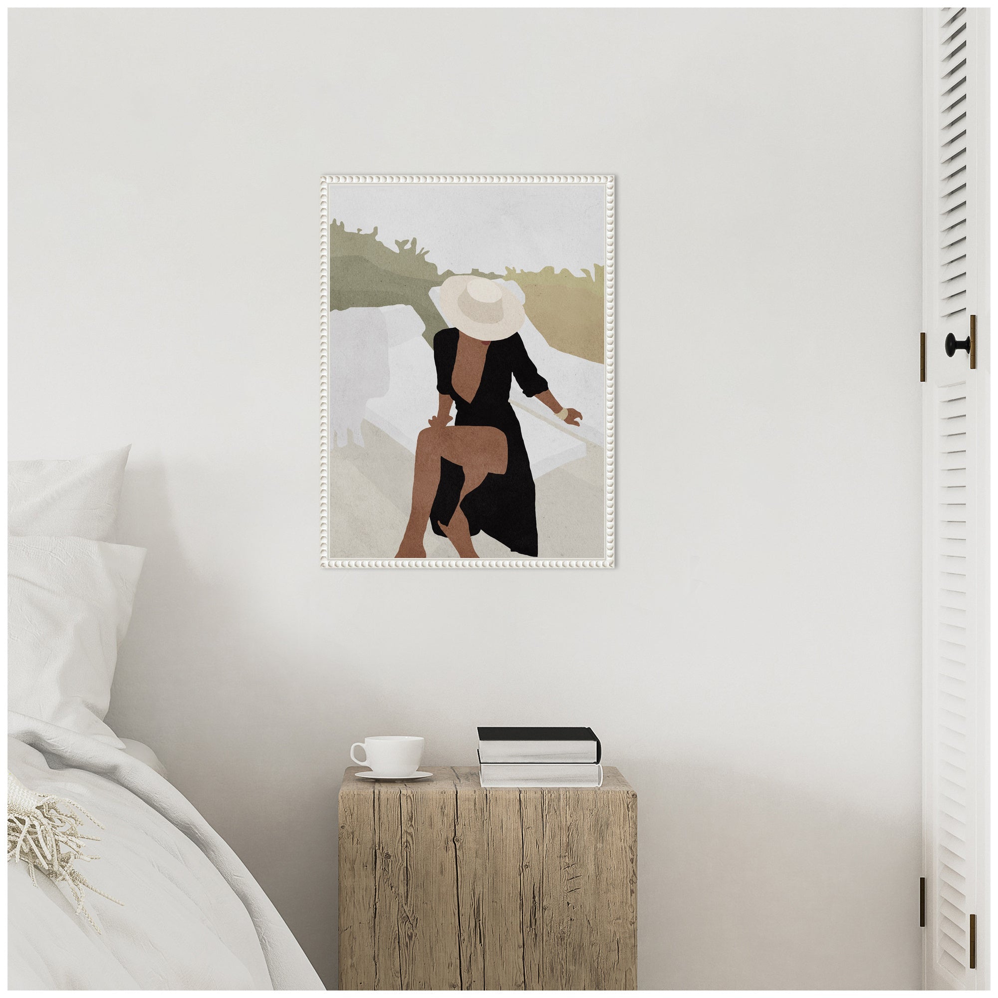 Sylvie Elegant Woman in Hat Framed Canvas by July Art Prints