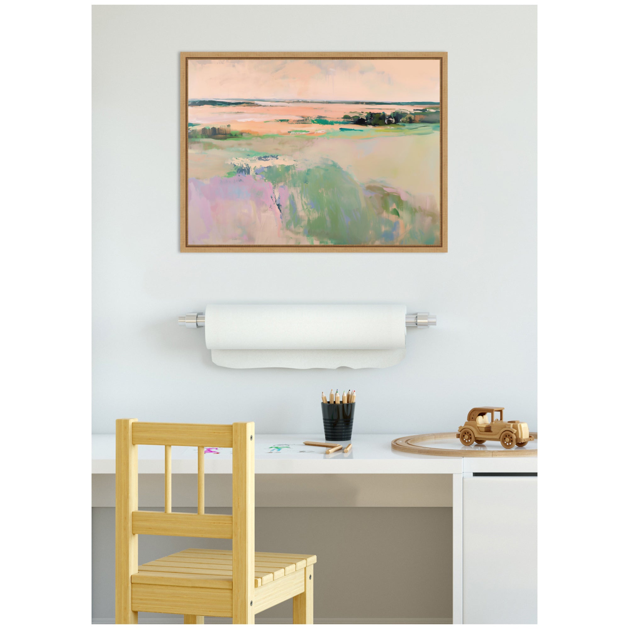 Sylvie Pastel Horizon III Framed Canvas by Amy Lighthall