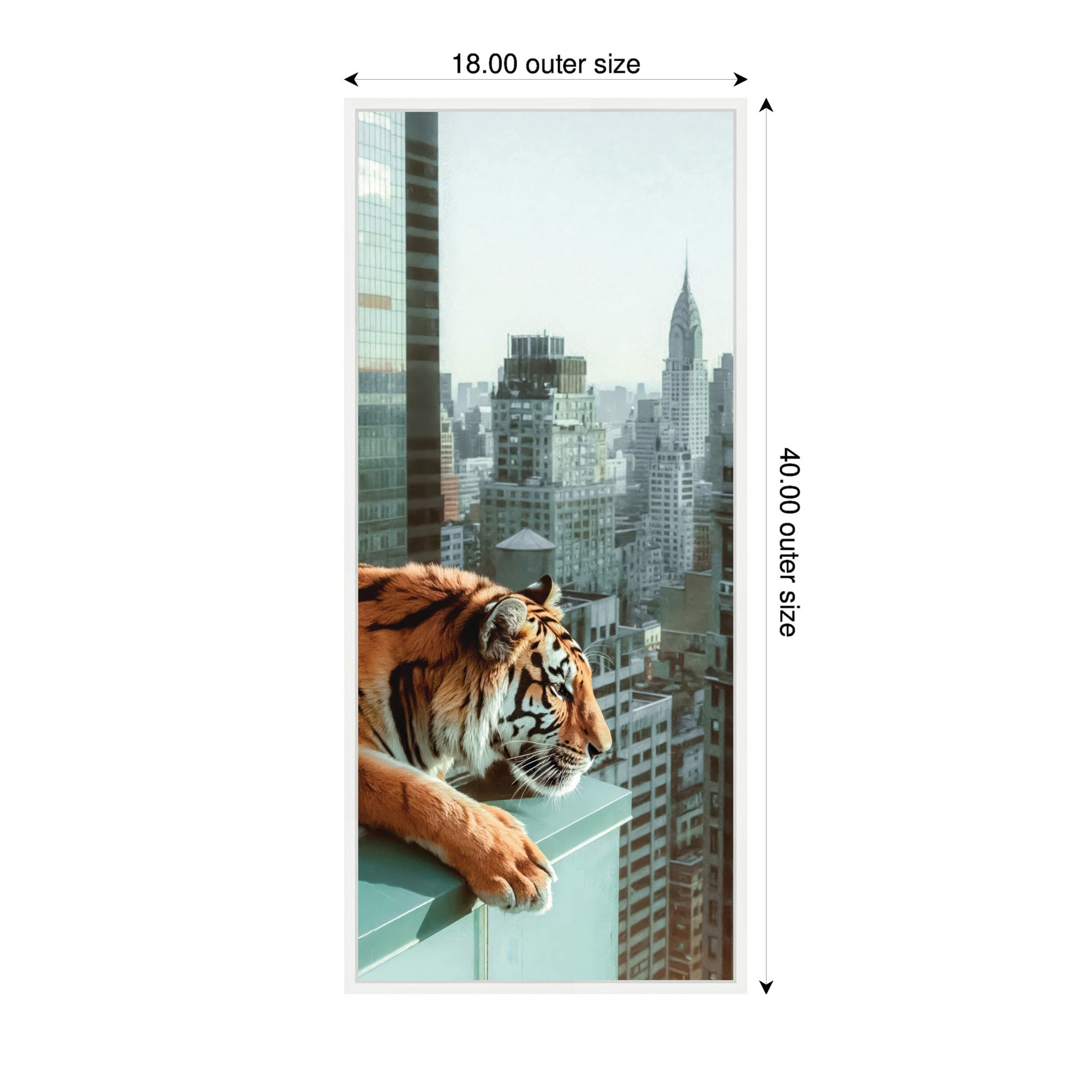 Sylvie Urban Tiger Overlooking Manhattan Framed Canvas by Michael Schauer