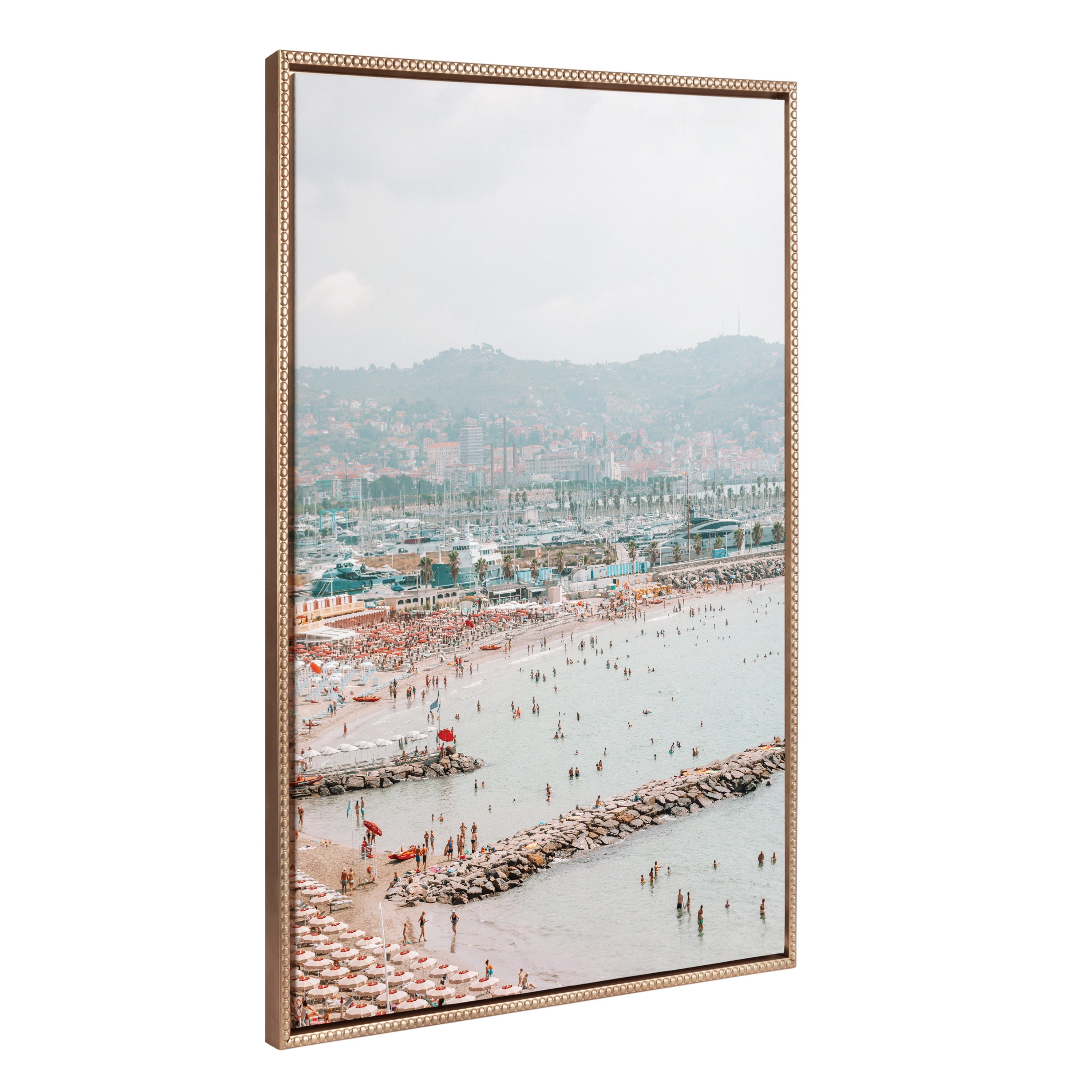Sylvie Beaded Imperia framed canvas art depicting a cityscape by Alicia Abla with a vintage beaded frame.