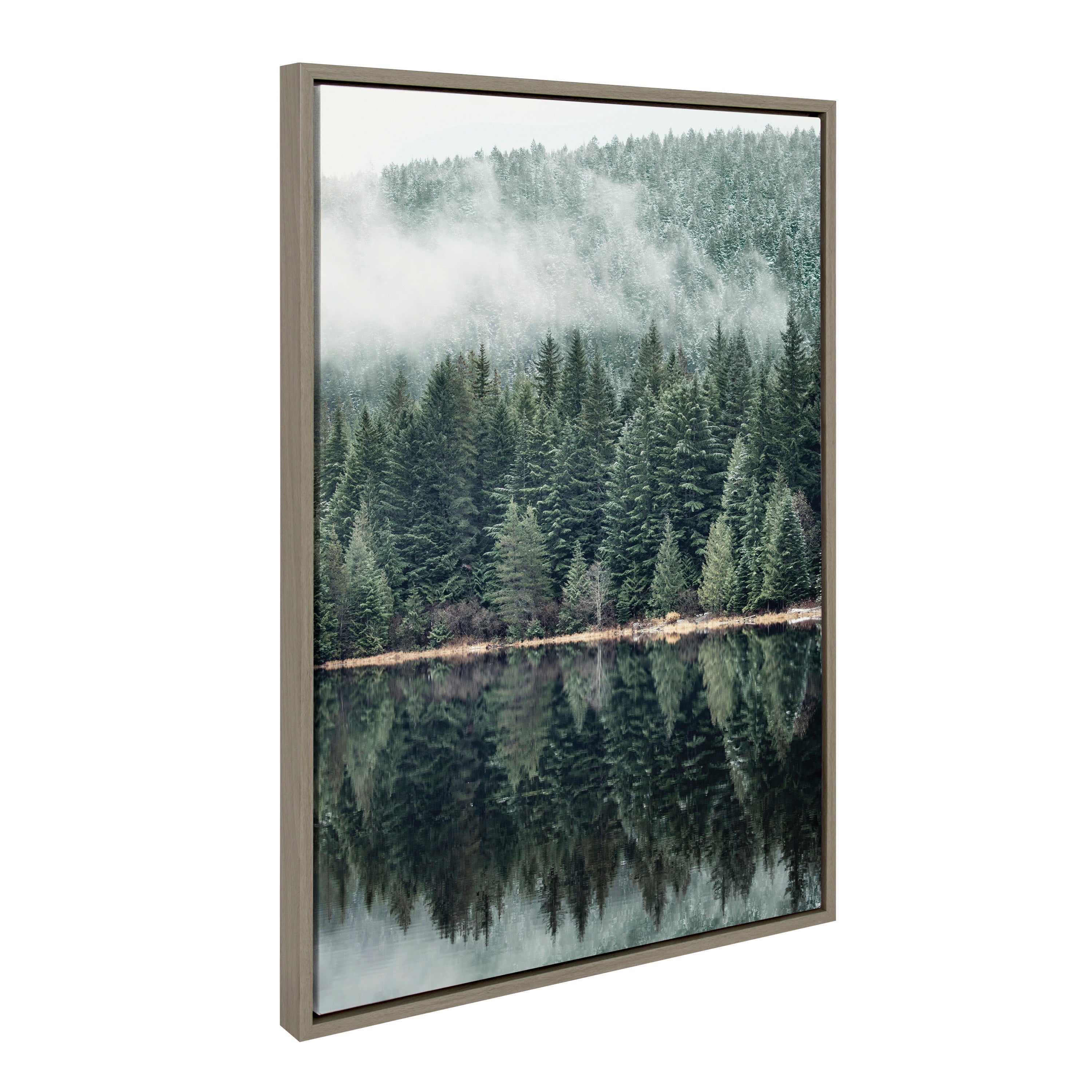 Sylvie Evergreen Reflections in Fog Framed Canvas Art Set by Emiko and Mark Franzen of F2Images