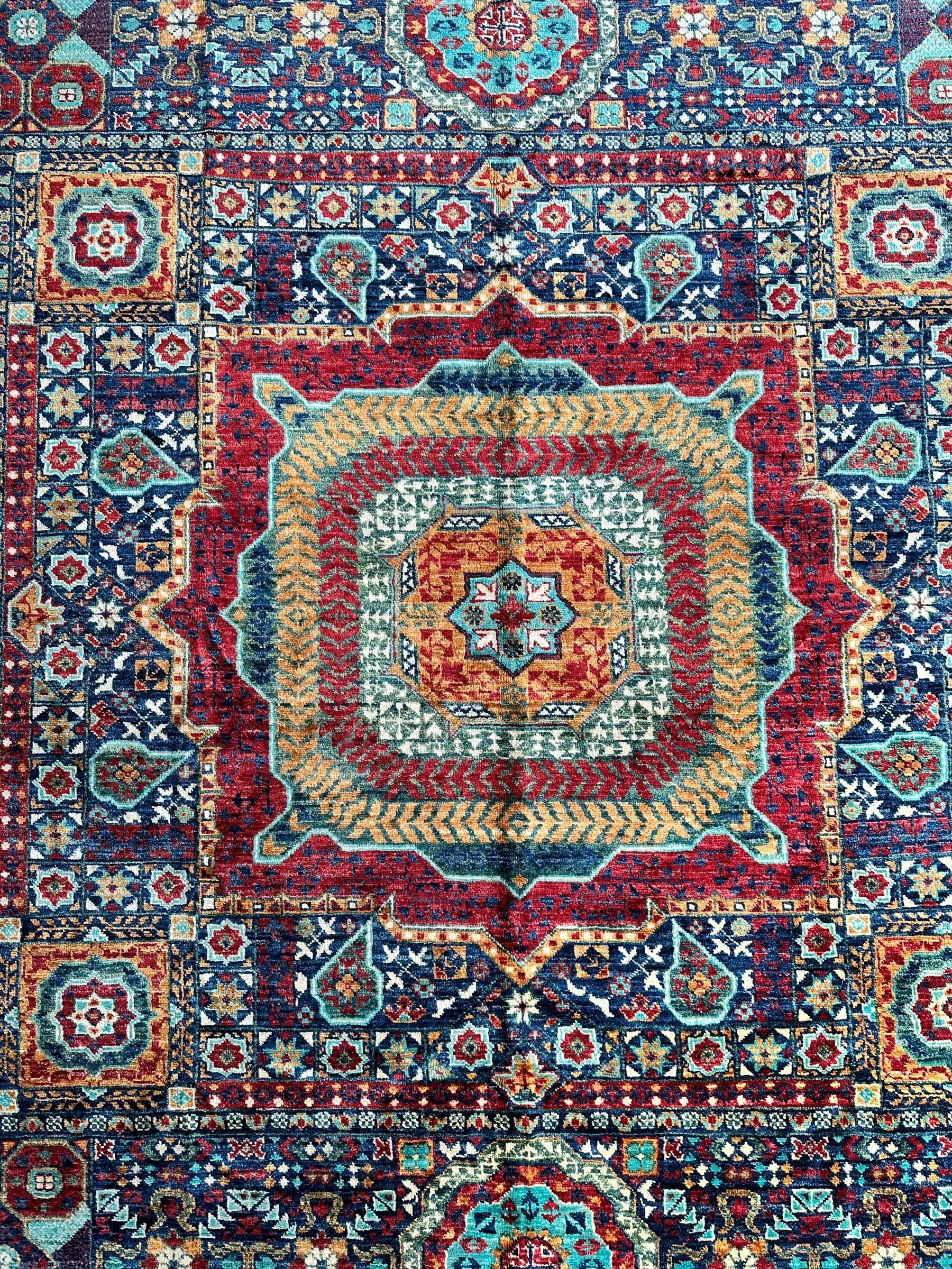 Hand-Knotted Mamluk Wool Rug – 8'4" x 9'9" – Intricate Geometric by Rugistan - product image 4 for Resin Society