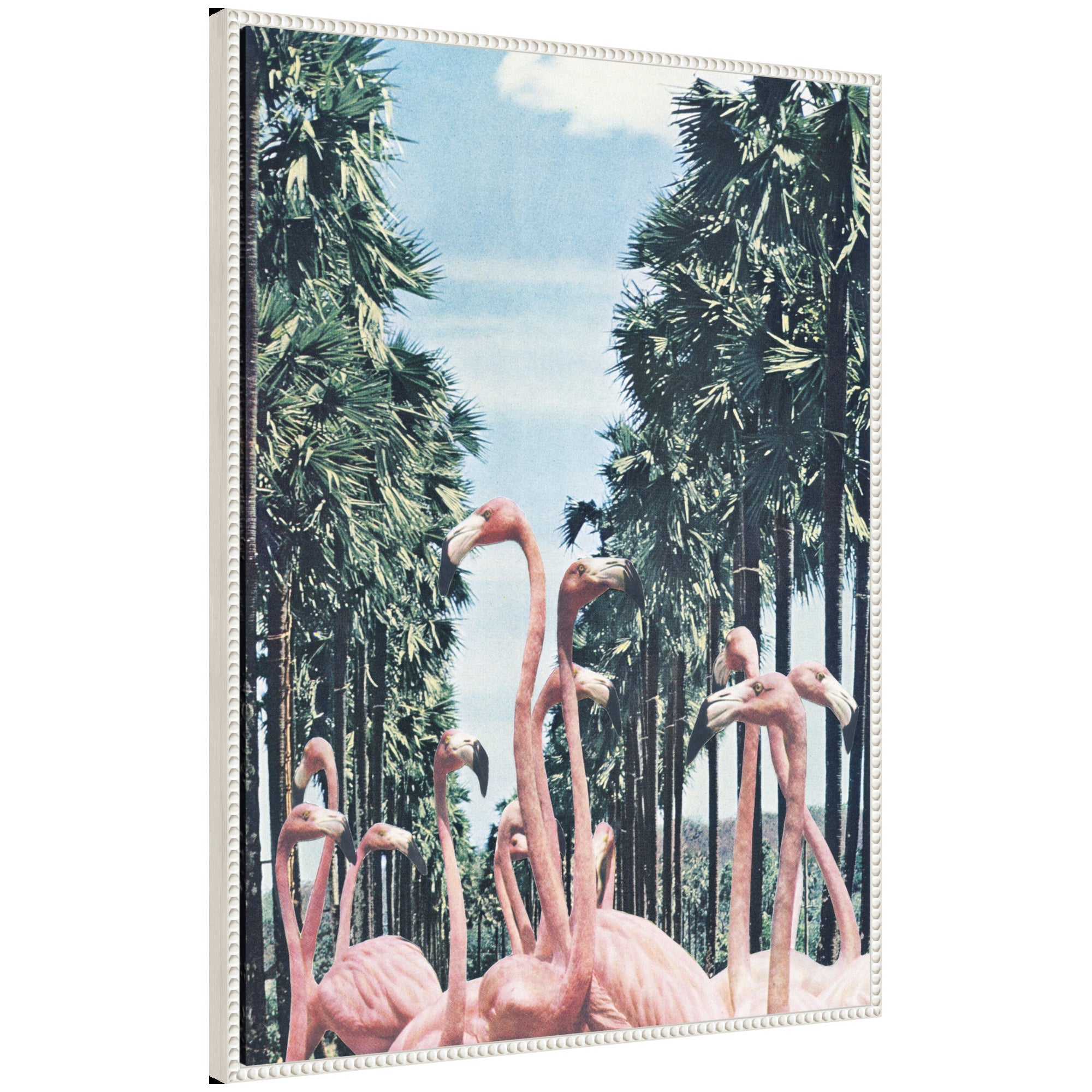 Sylvie Palm Trees and Flamingos Framed Canvas by Sarah Eisenlohr