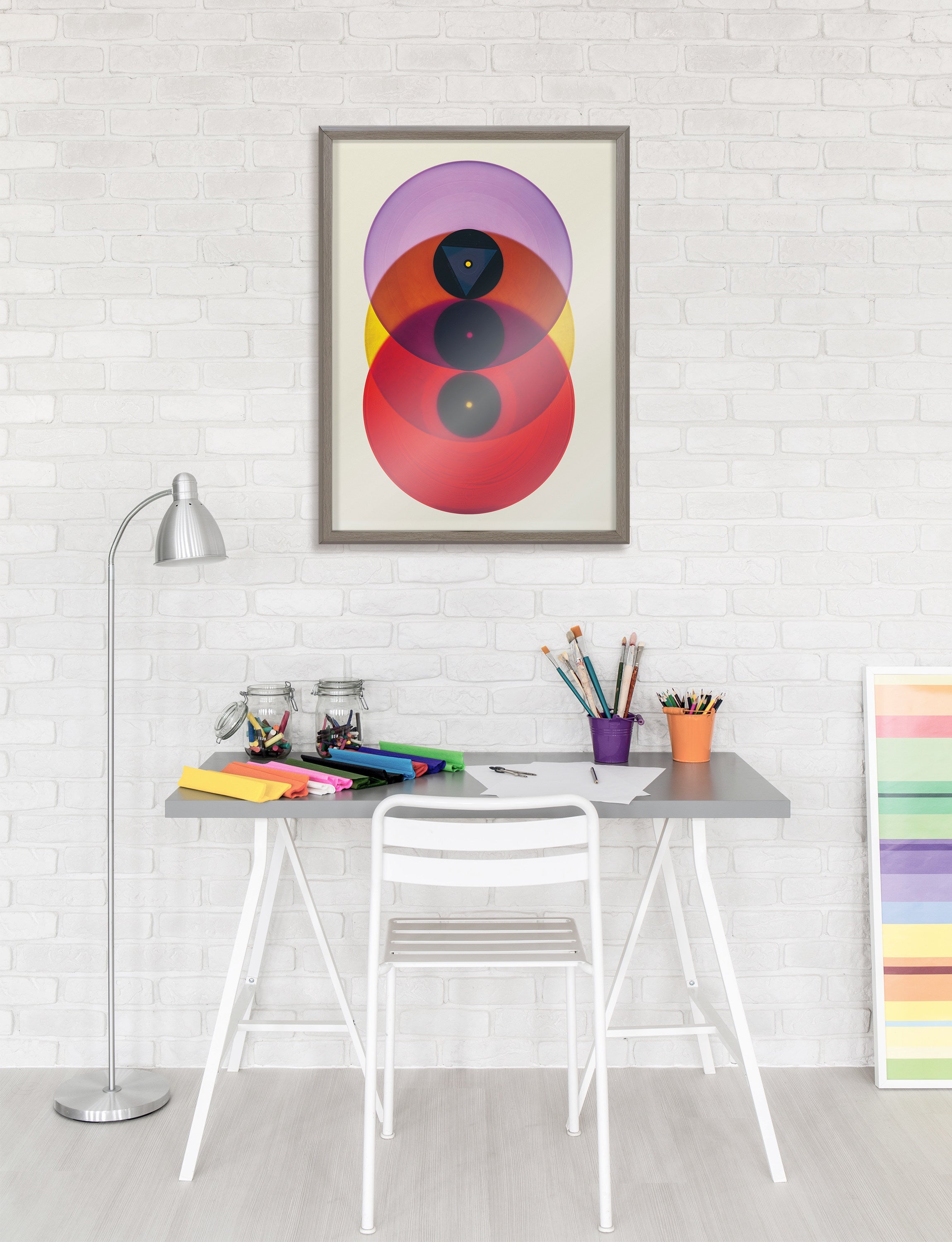 Blake Colorful Records Purple Red Framed Printed Glass by kateandlaurel - product image 5 for Resin Society