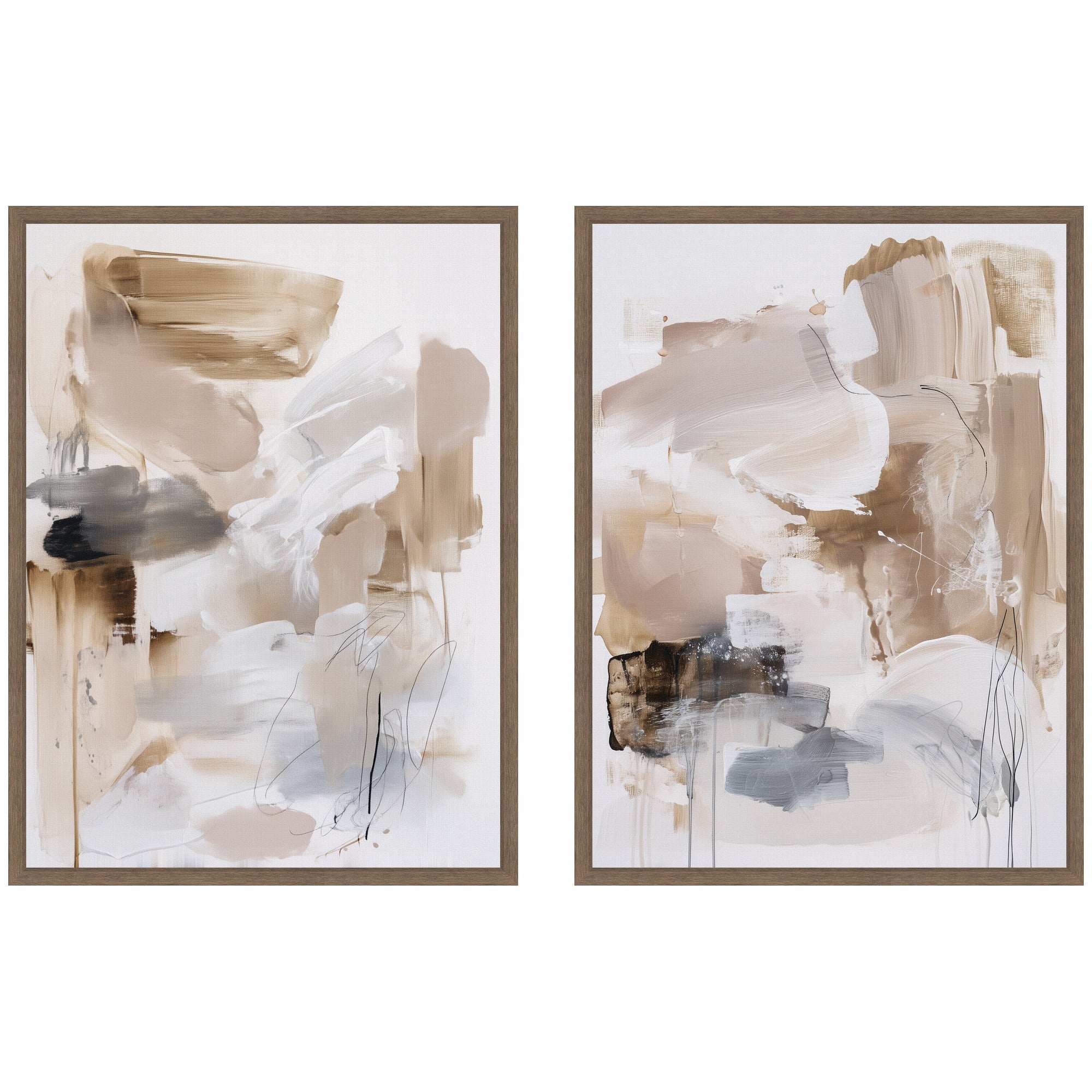 Earth Form No. 1 & No. 2 2 Piece Framed Canvas Wall Art Set