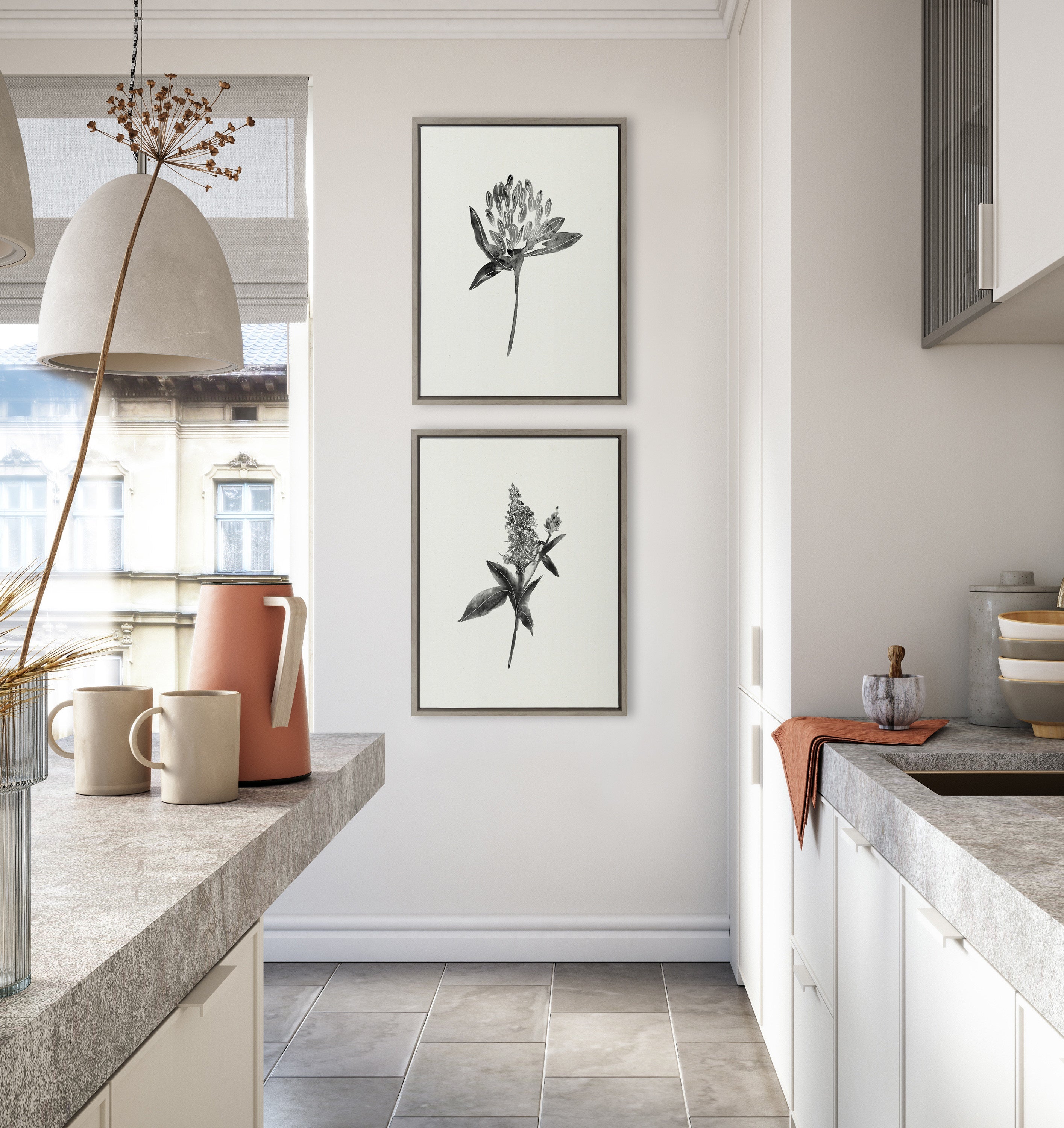 Sylvie Vintage Botanical 1 and 2 Framed Canvas by kateandlaurel - product image 15 for Resin Society