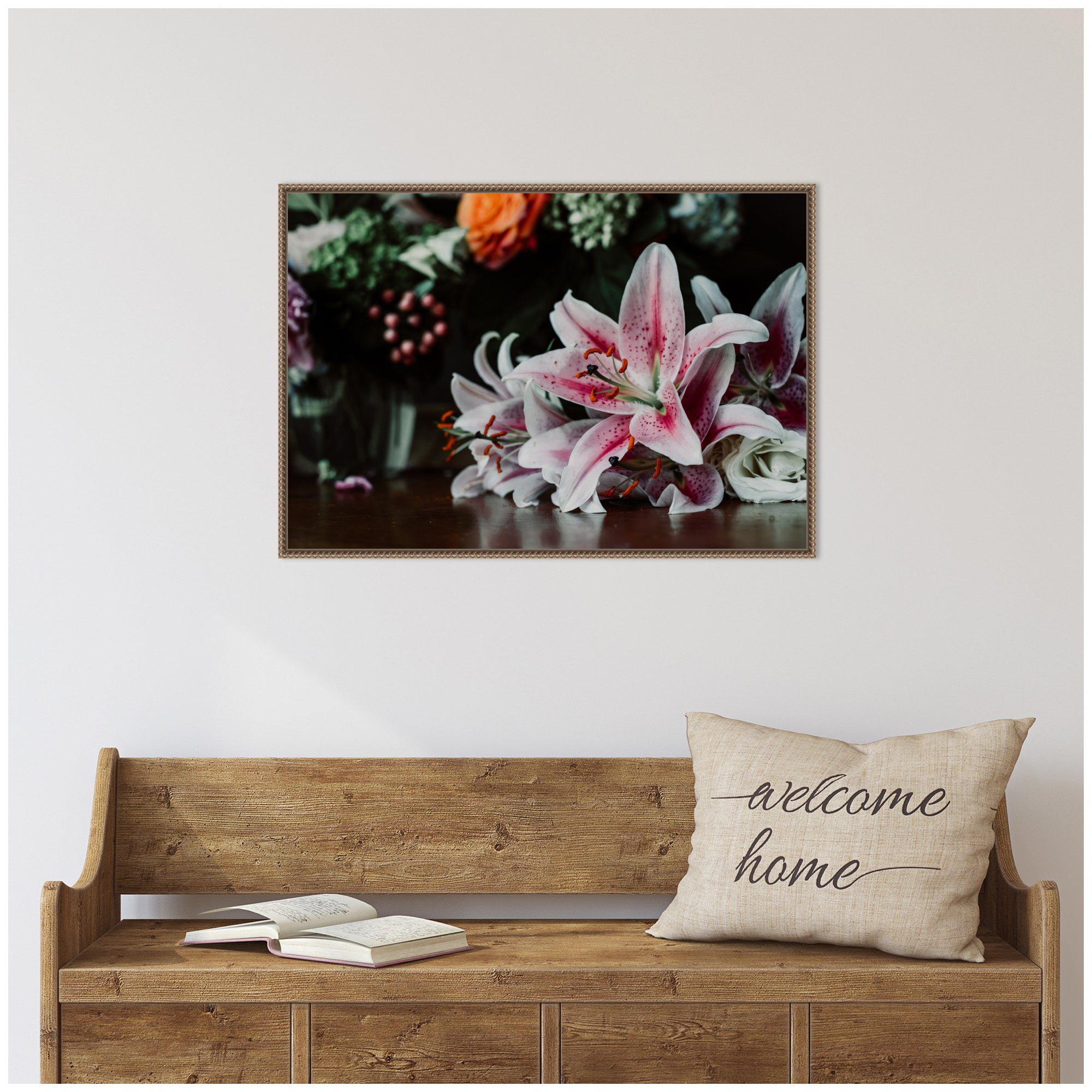 Sylvie Dark Lily Framed Canvas by Alicia Abla