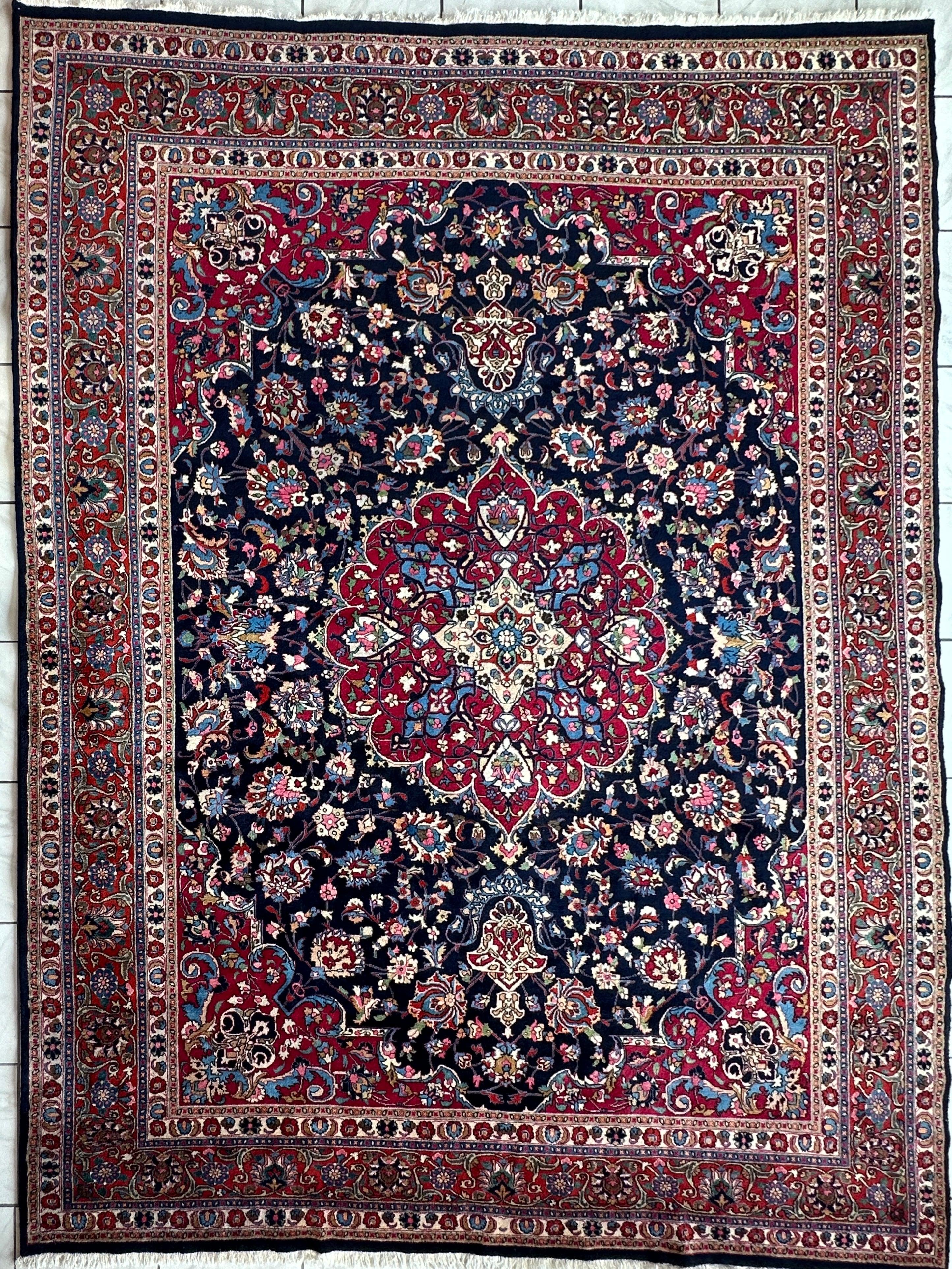 Persian Mashhad Hand Knotted Wool Area Rug 9’9” x 13’3” by Rugistan - main product image for Resin Society
