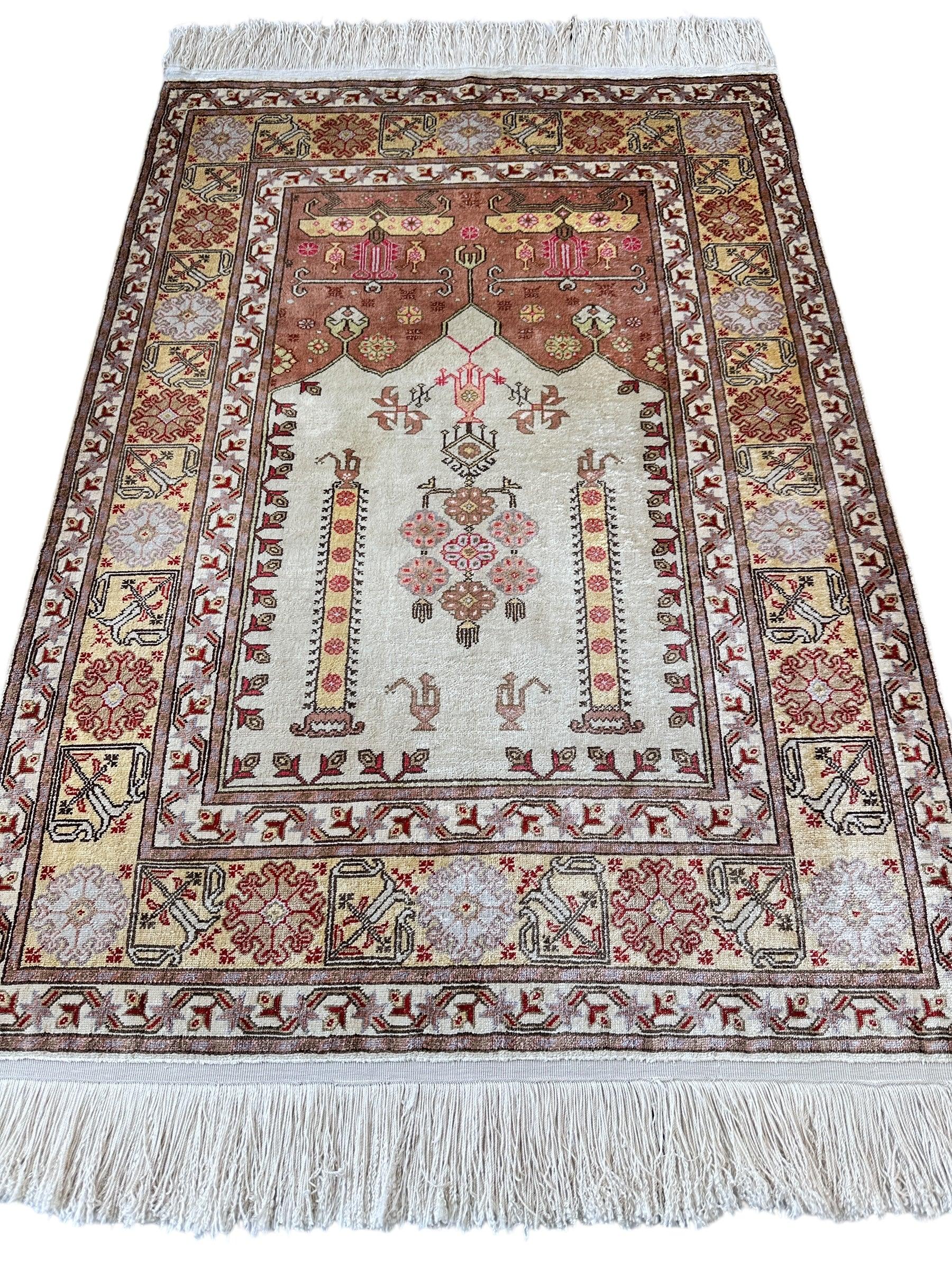 Luxurious Hand-Knotted Pure Silk Turkish Kayseri Rug – Intricate Floral by Rugistan - product image 2 for Resin Society