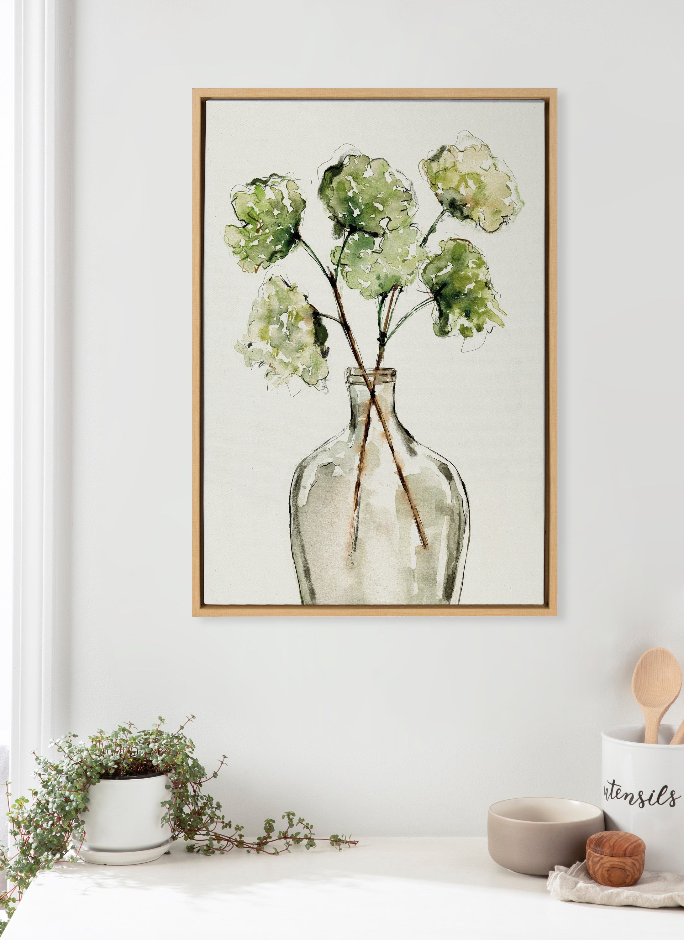 Sylvie Greenery Vase Framed Canvas by kateandlaurel - product image 14 for Resin Society
