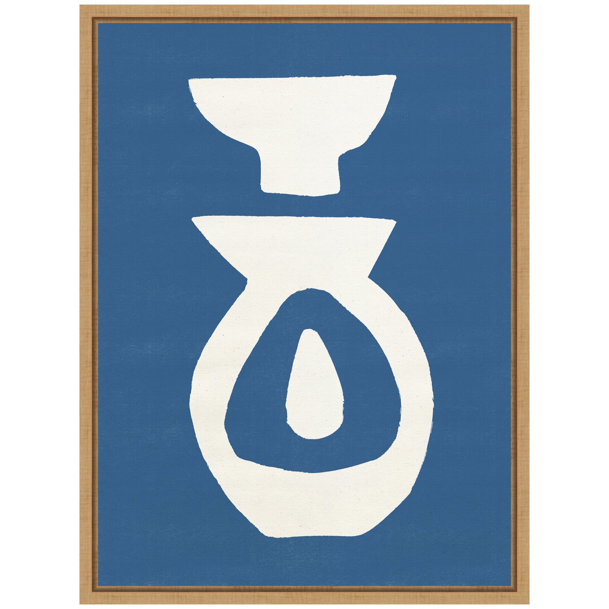Sylvie Ceramic Blue Beige 1 Framed Canvas by Rocket Jack