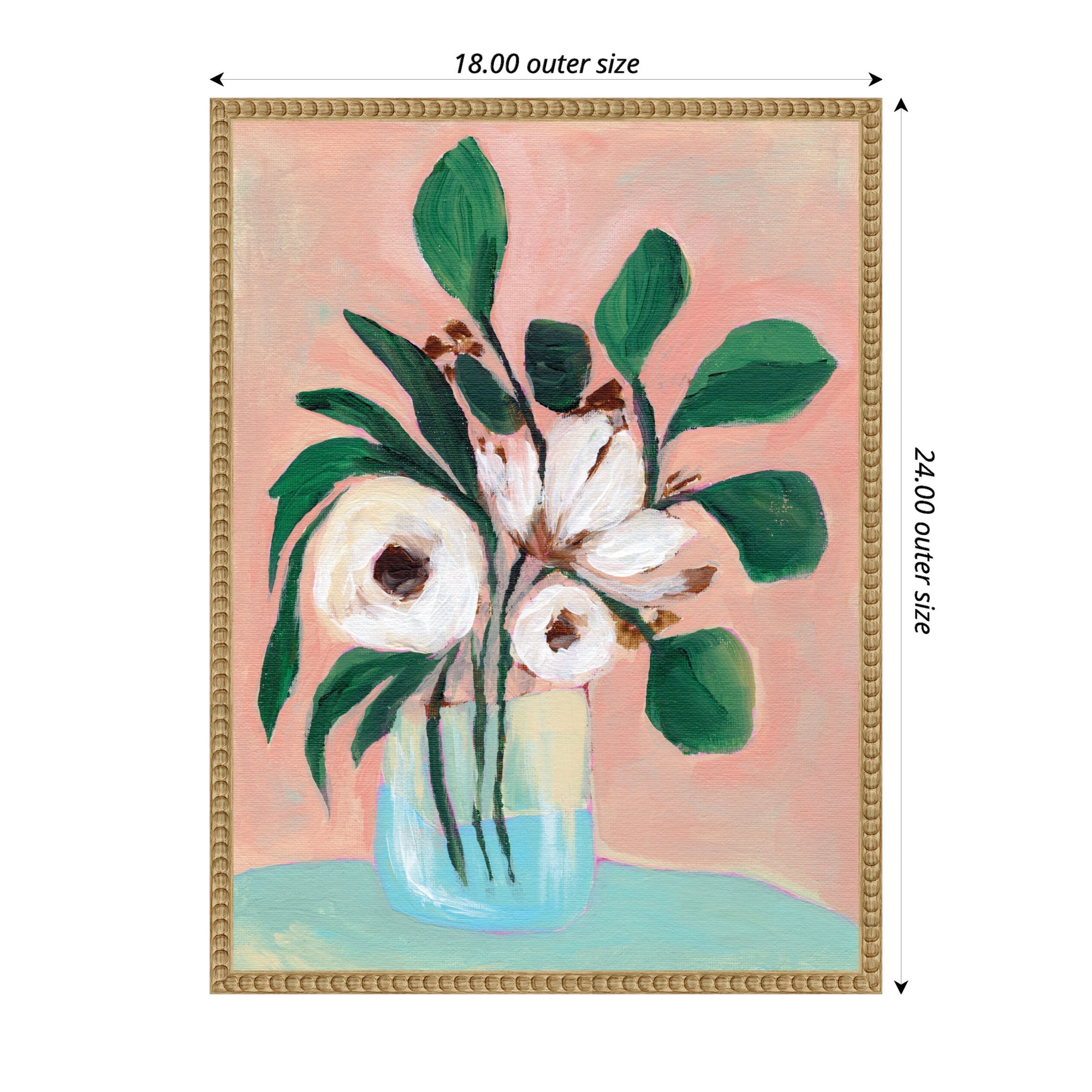 Sylvie Beaded Blush in Bloom Framed Canvas by Nikita Jariwala