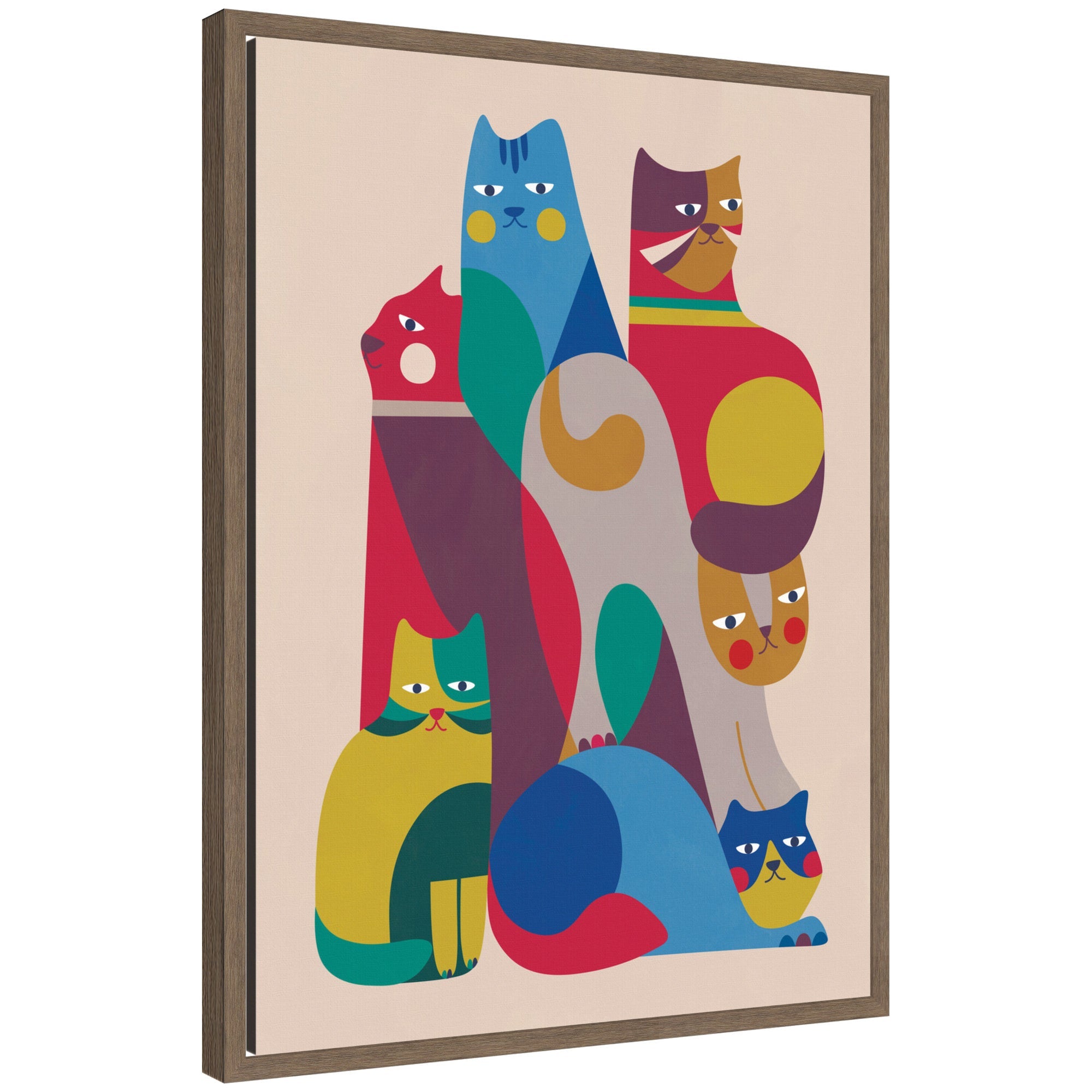 Abstract Retro Modern Cats 02 by Rachel Lee, framed canvas wall art print