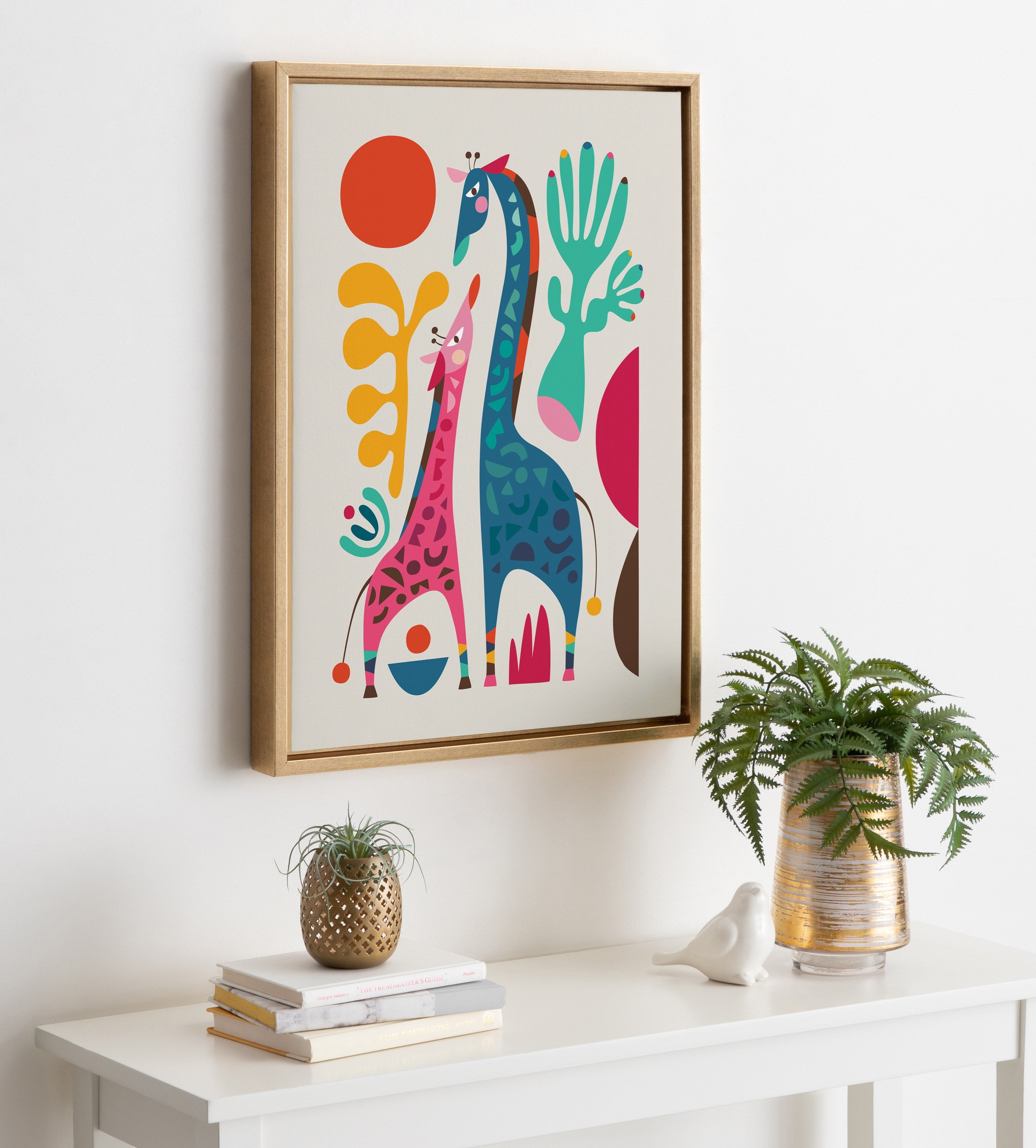 Sylvie Giraffe Love Framed Canvas