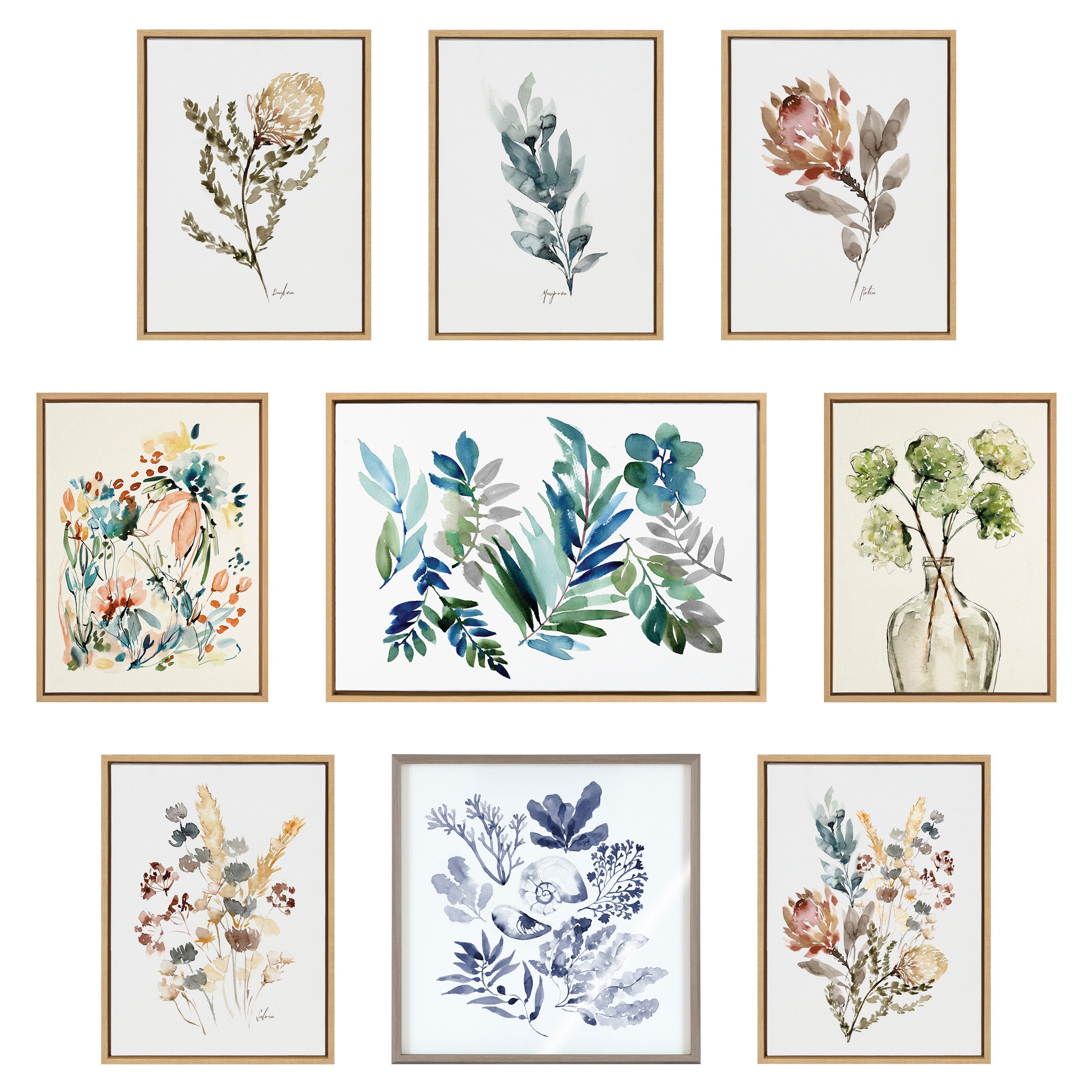 Sylvie Greenery Vase Framed Canvas