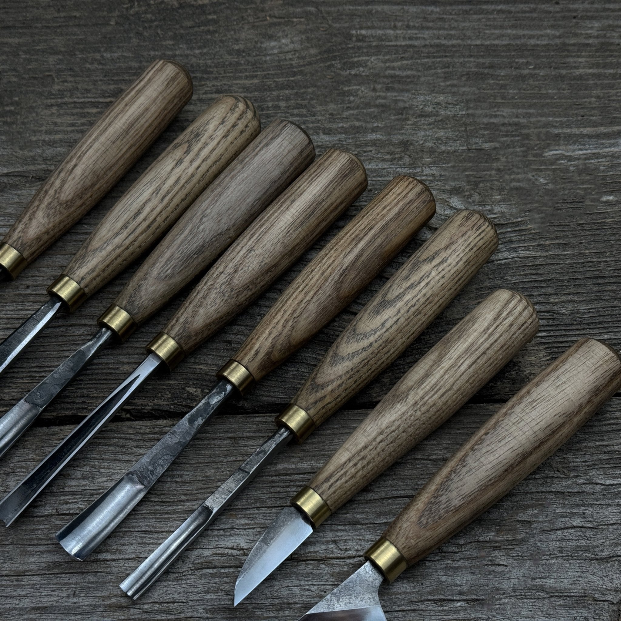 8-piece wood carving tool set with knives and chisels by Sharky Forged Steel Tools