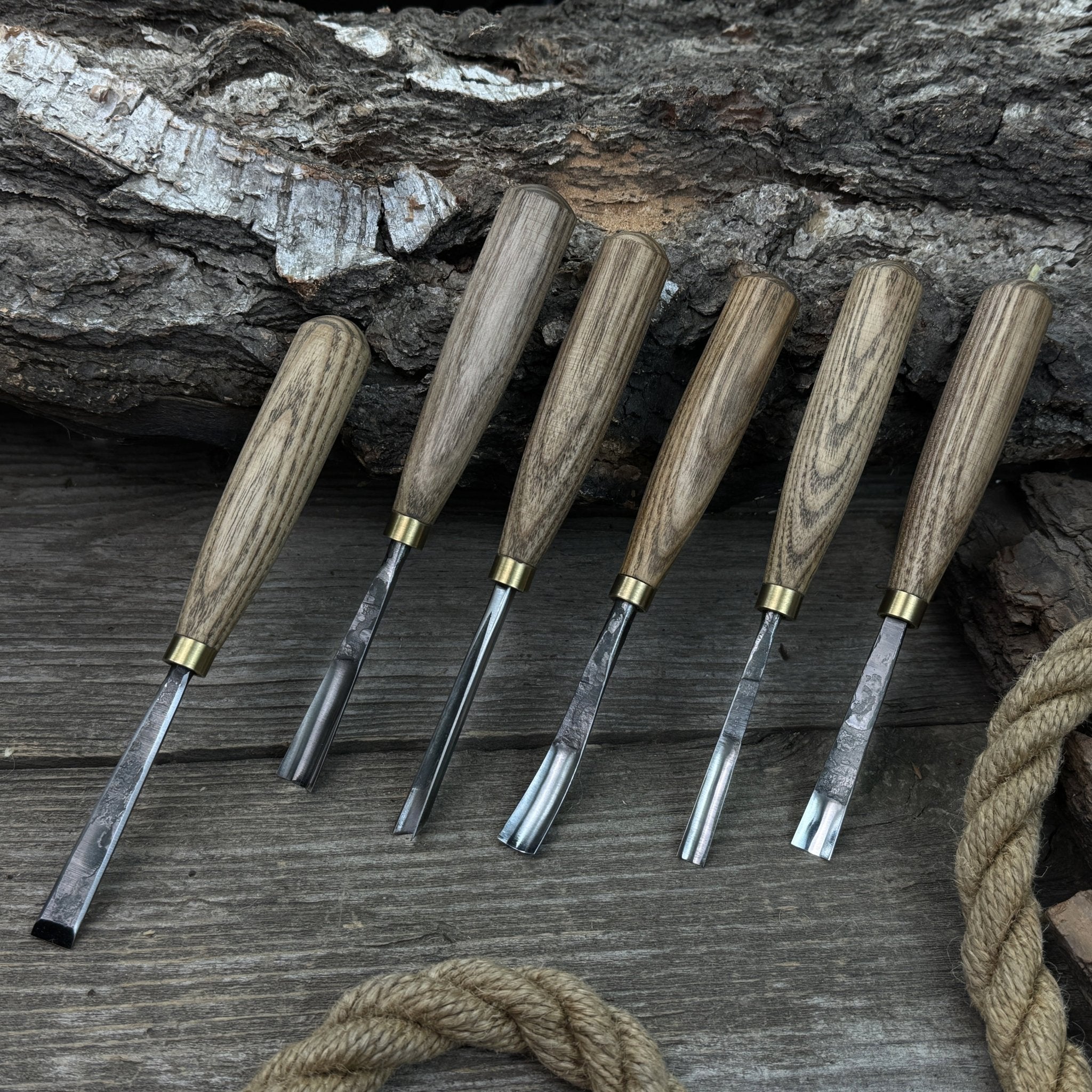 8-piece wood carving tool set with knives and chisels by Sharky Forged Steel Tools