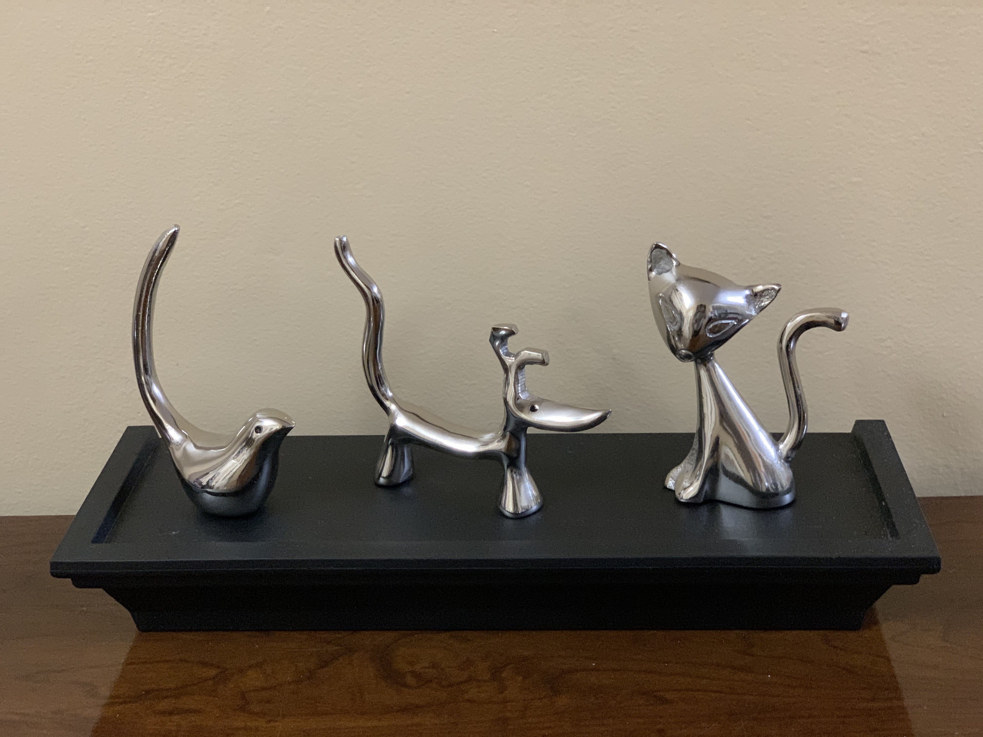 Vibhsa Dog Cat & Bird Ring Holders Set - Silver