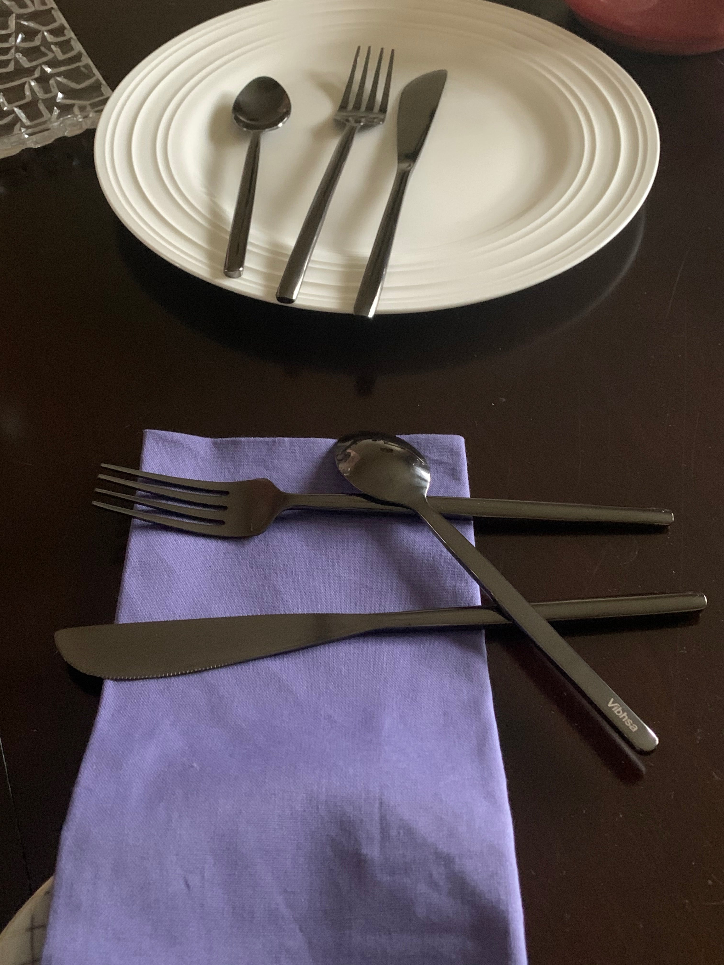 Black Stainless Steel Flatware 36 PC Set-Dinner knives by Vibhsa - product image 4 for Resin Society