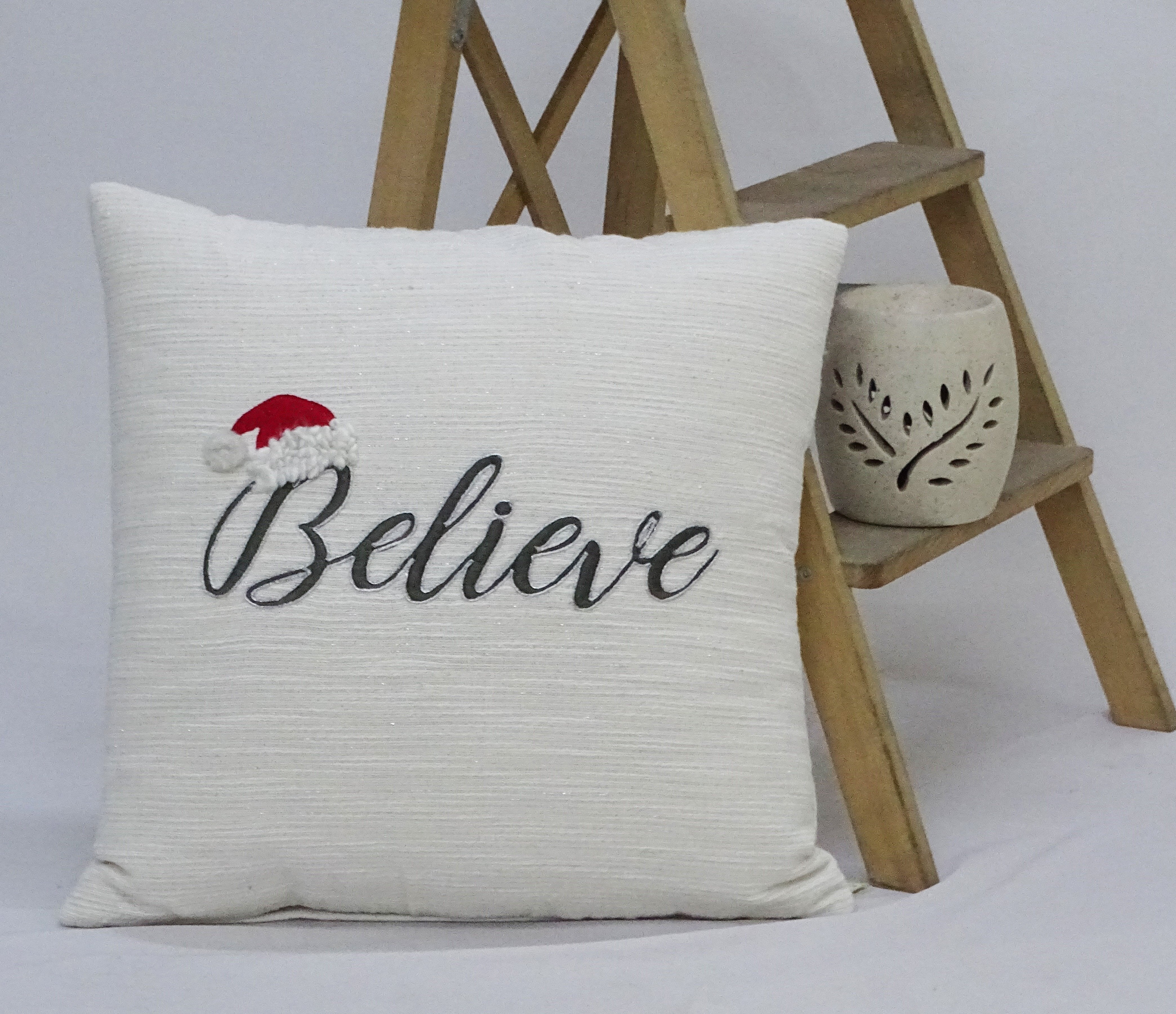 Vibhsa 20" x 20" Christmas Pillow - Believe