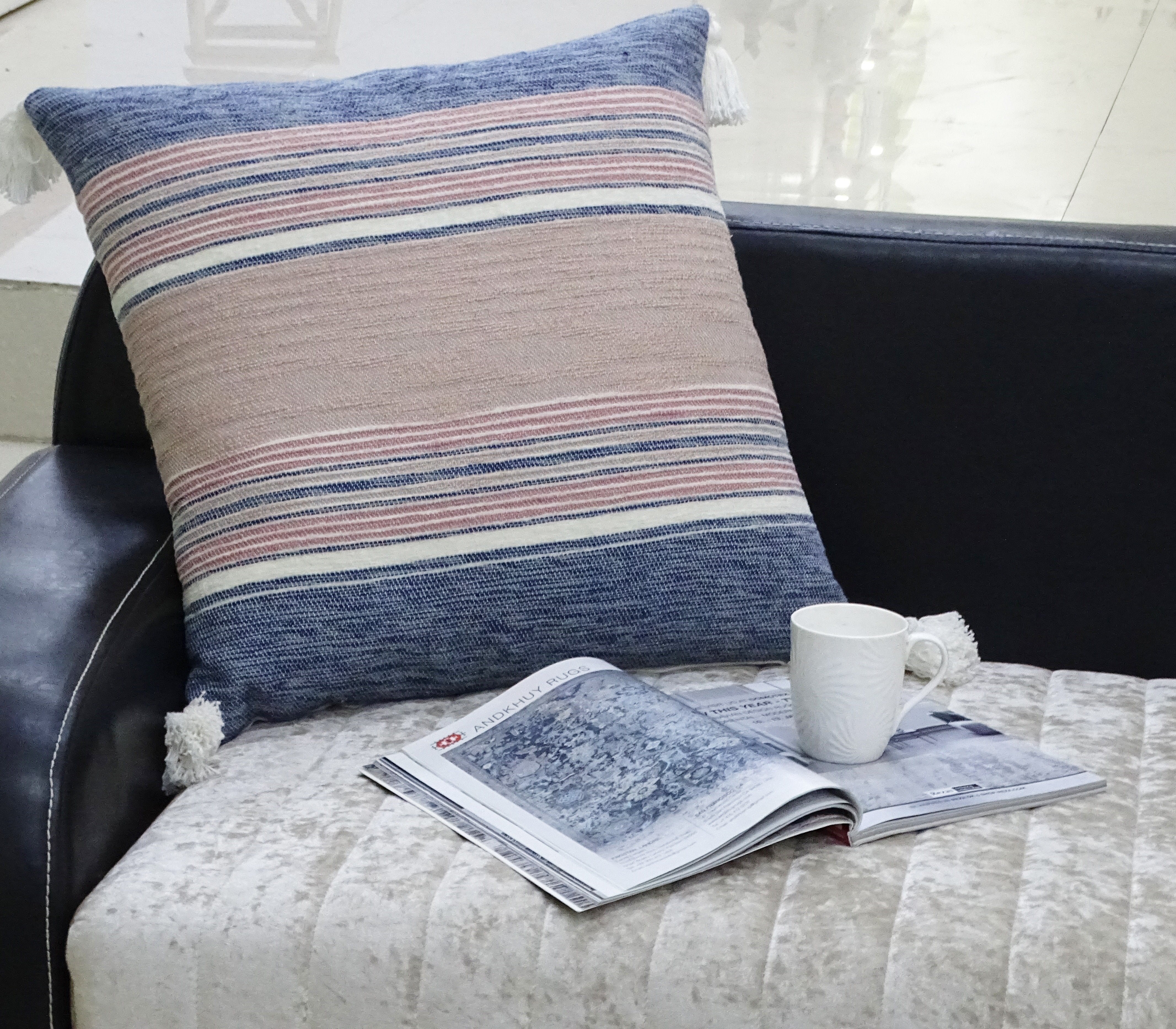 22" X 22" Throw Pillow for couch with Tassels