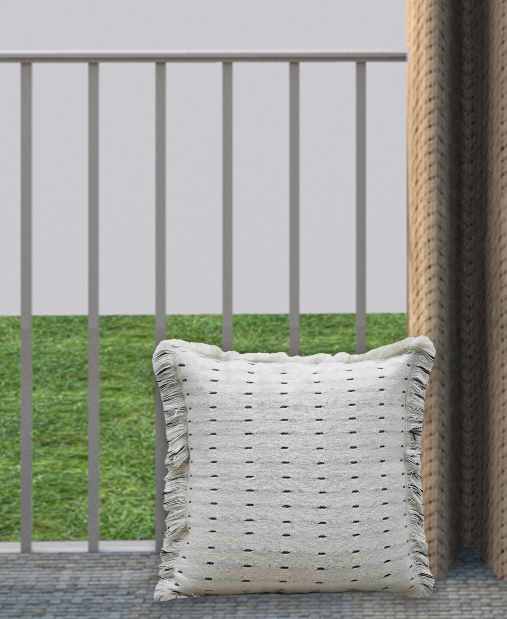 Layered Handwoven Super Soft Decorative Pillow in natural grey, 20 inches square