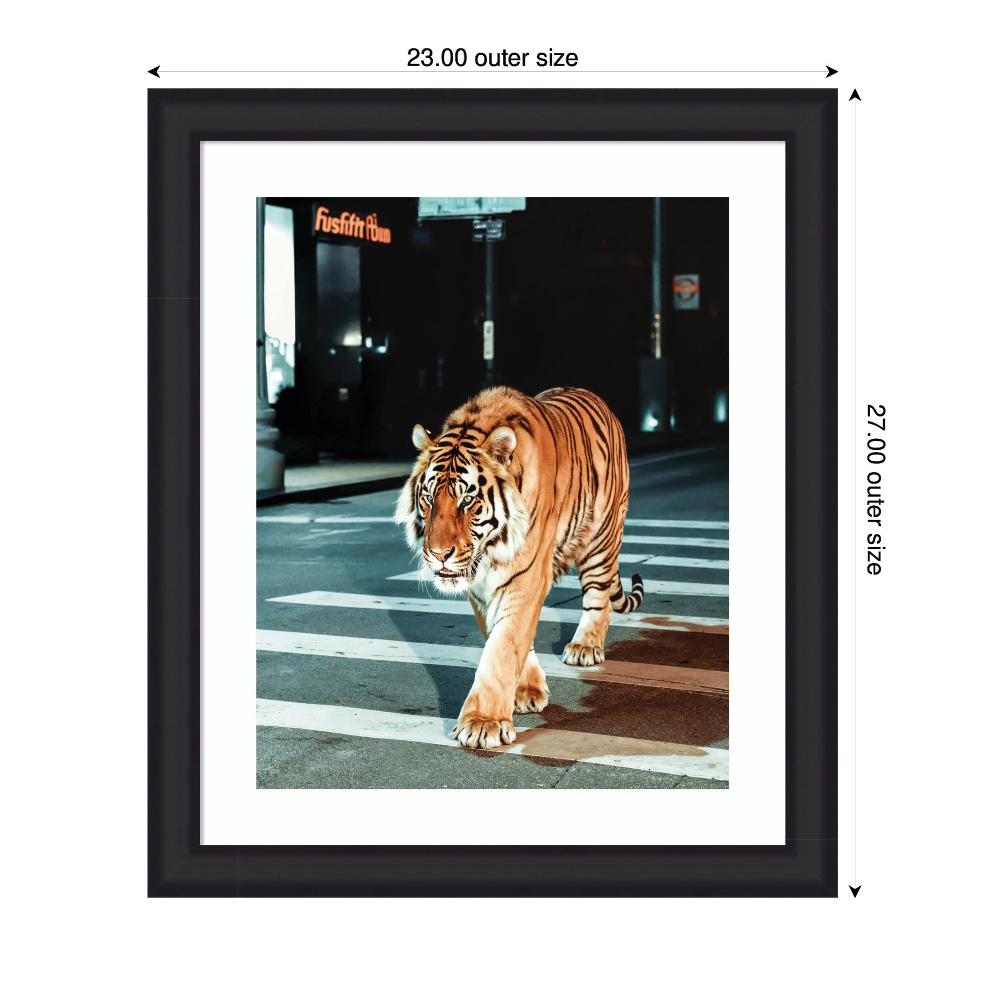 Framed Art Tiger in the City at Night 2 by Michael Schauer