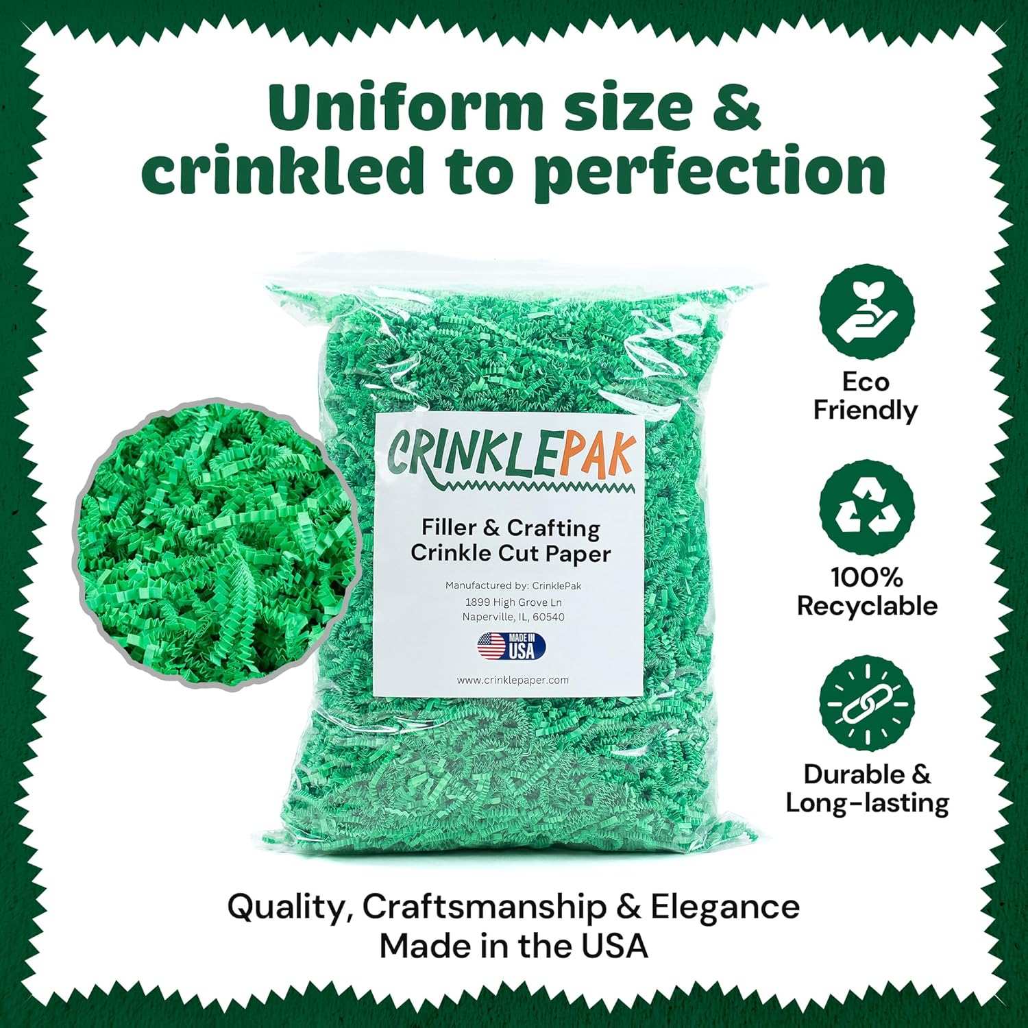 10 LB Green Crinkle Paper Shred by CrinklePak - product image 5 for Resin Society