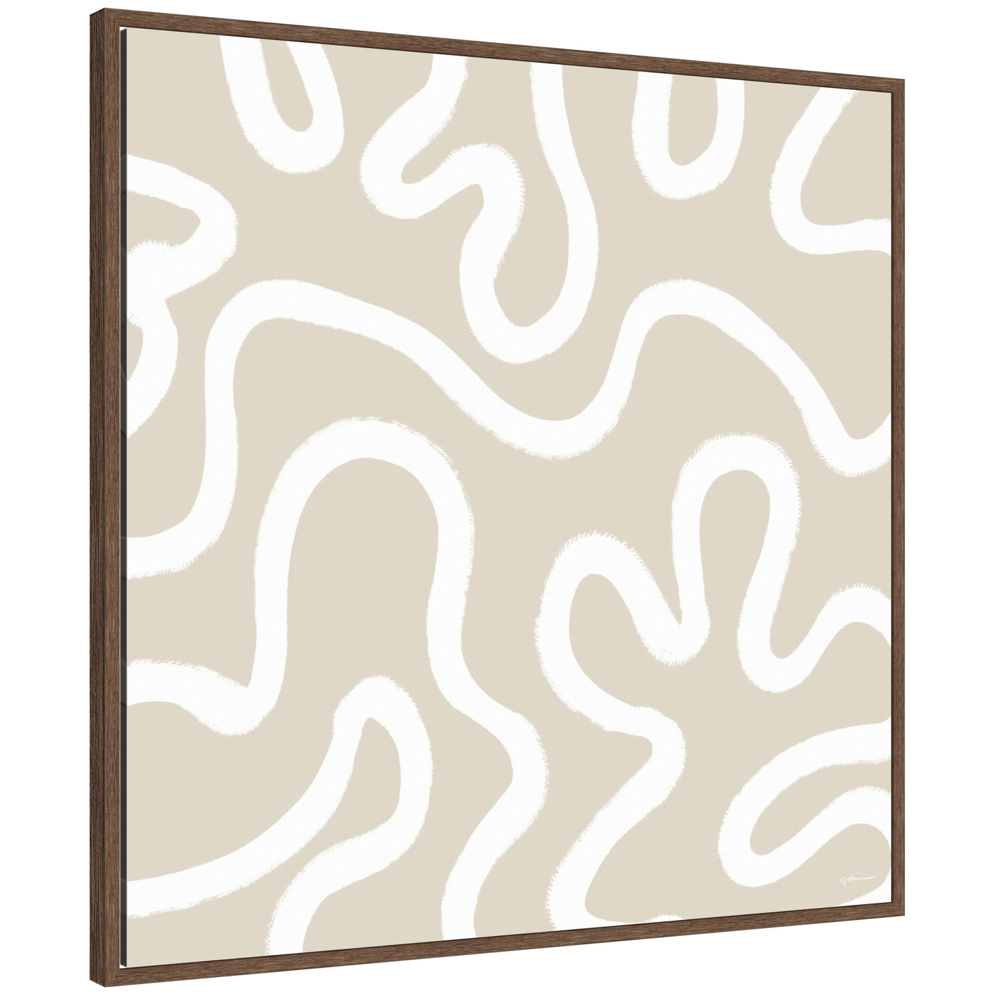 Organic Figures by Gabrielly Guedes framed canvas wall art in walnut brown frame