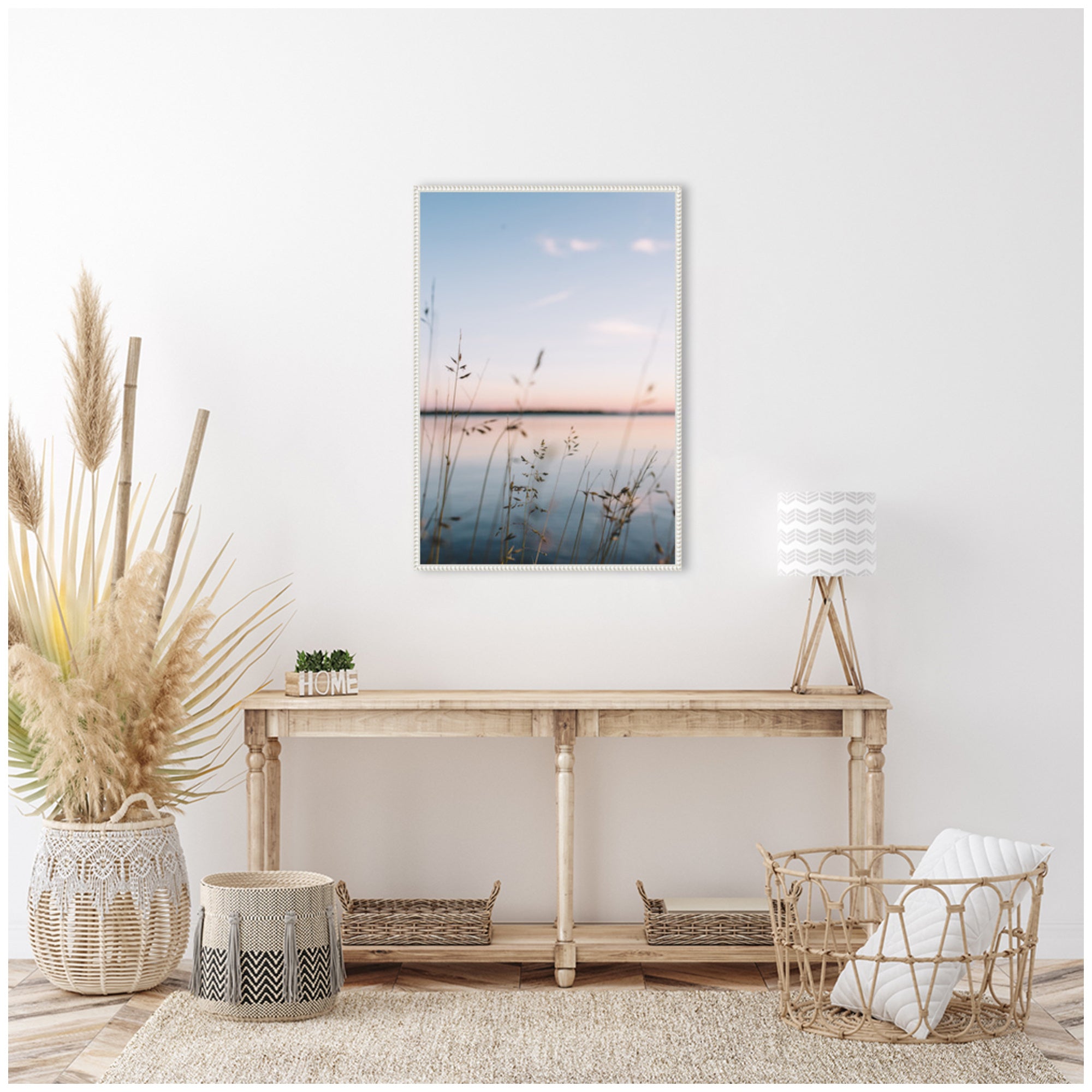 Sylvie Serene Sunset Lake Landscape Framed Canvas by Patricia Hasz