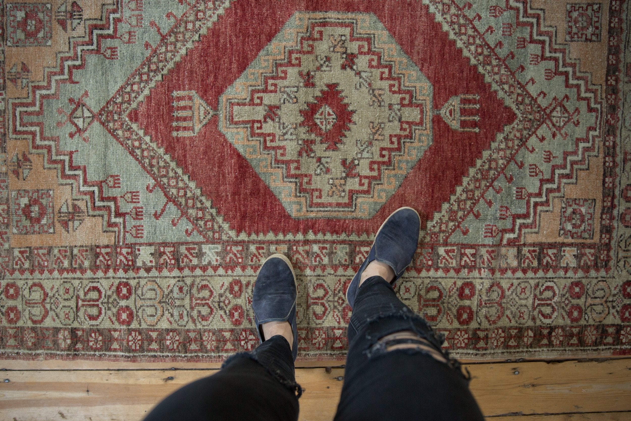 3.5x6 Vintage Distressed Oushak Rug by Old New House® - product image 2 for Resin Society