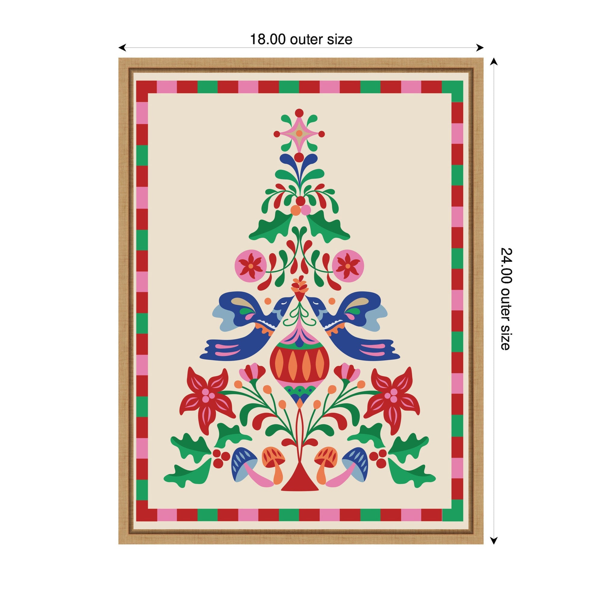 Sylvie Framed Canvas Folk Art Christmas Tree by Rachel Lee