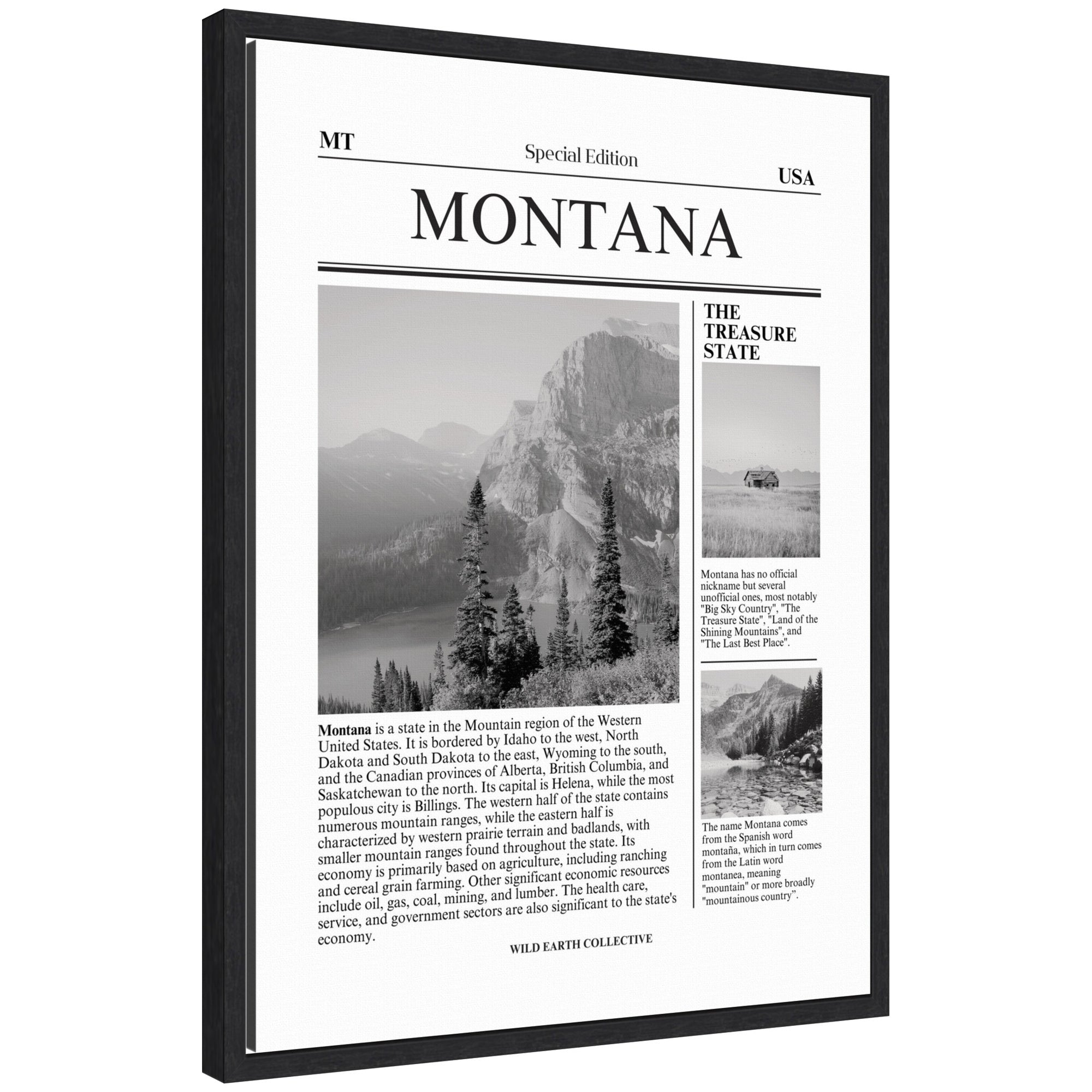 Montana Article by Megan Ryan framed canvas wall art print showing a modern contemporary scene in black frame