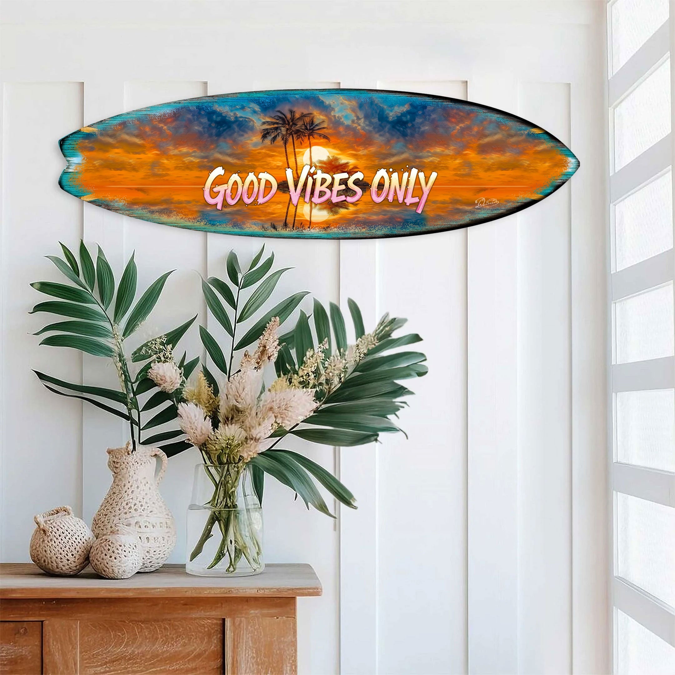 Good Vibes Only Surfboard Wall Art by G. DeBrekht