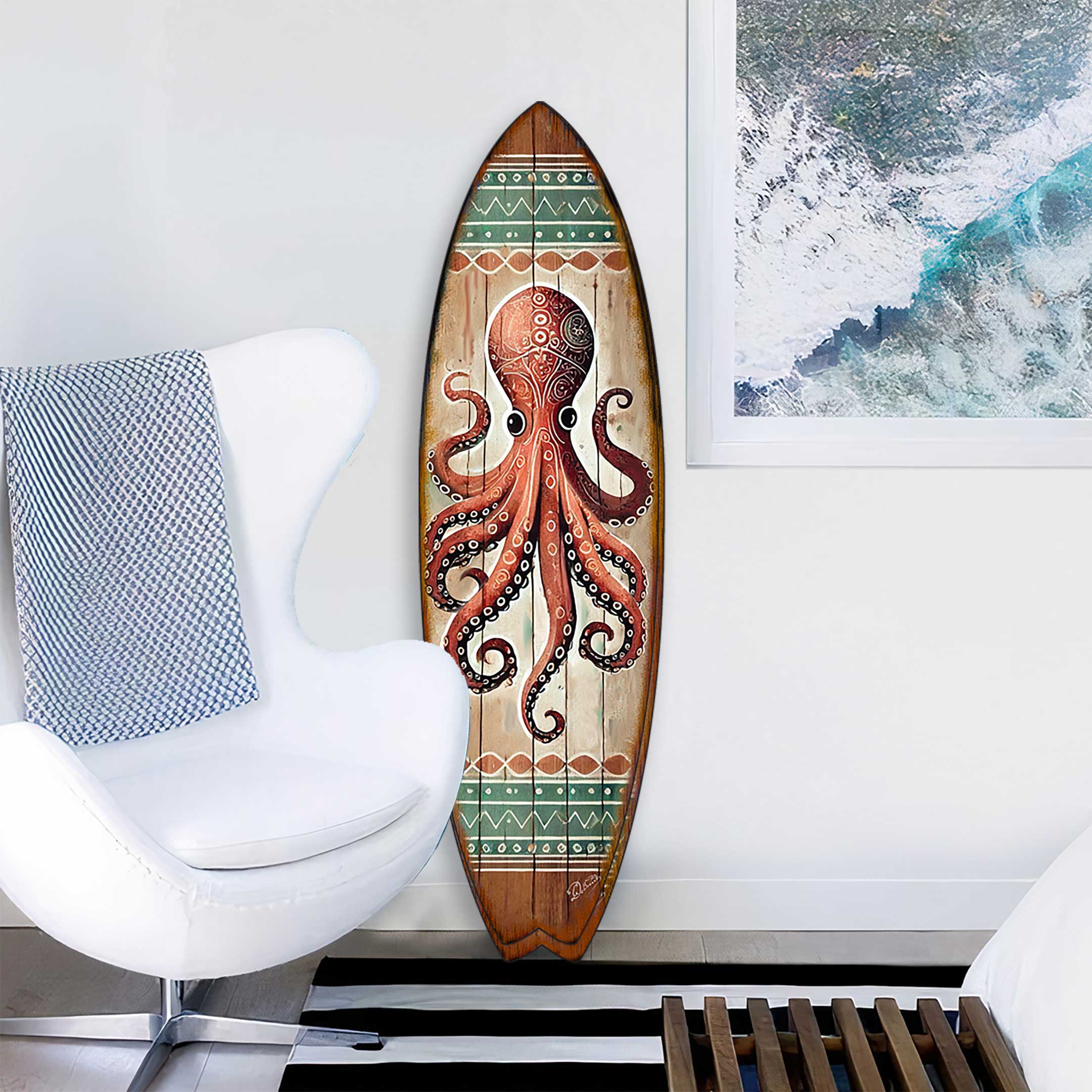 Octopus Surfboard Wall Art – Handcrafted Coastal Decor by G.DeBrekht