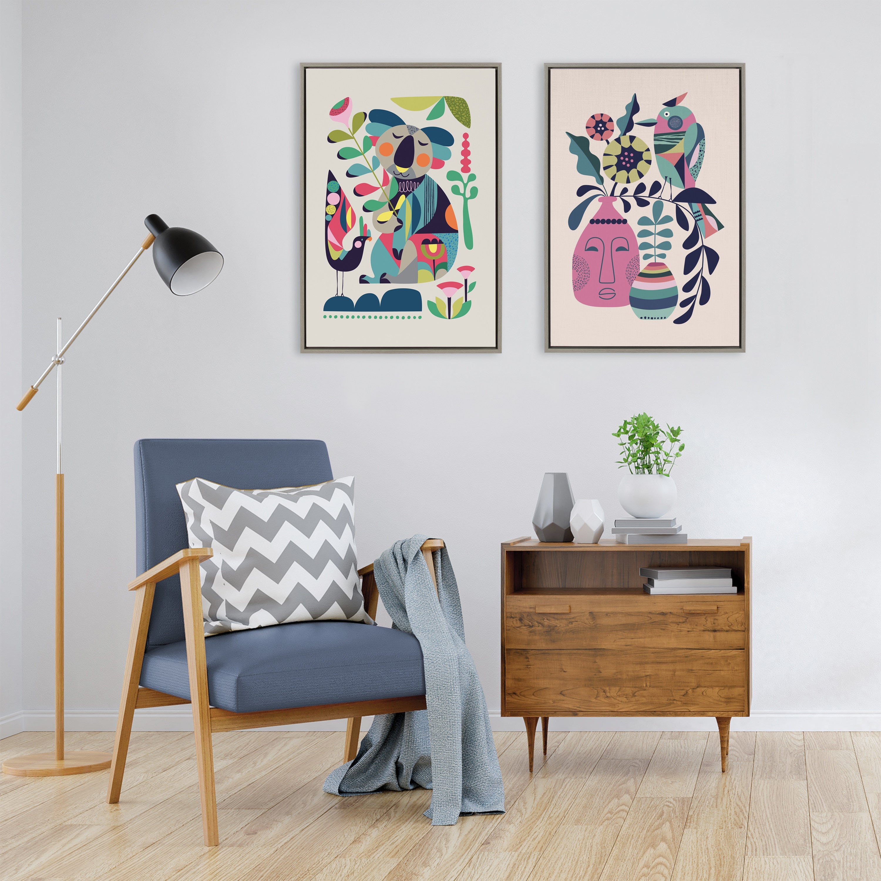 Sylvie Mid Century Modern Koala Framed Canvas by kateandlaurel - product image 15 for Resin Society