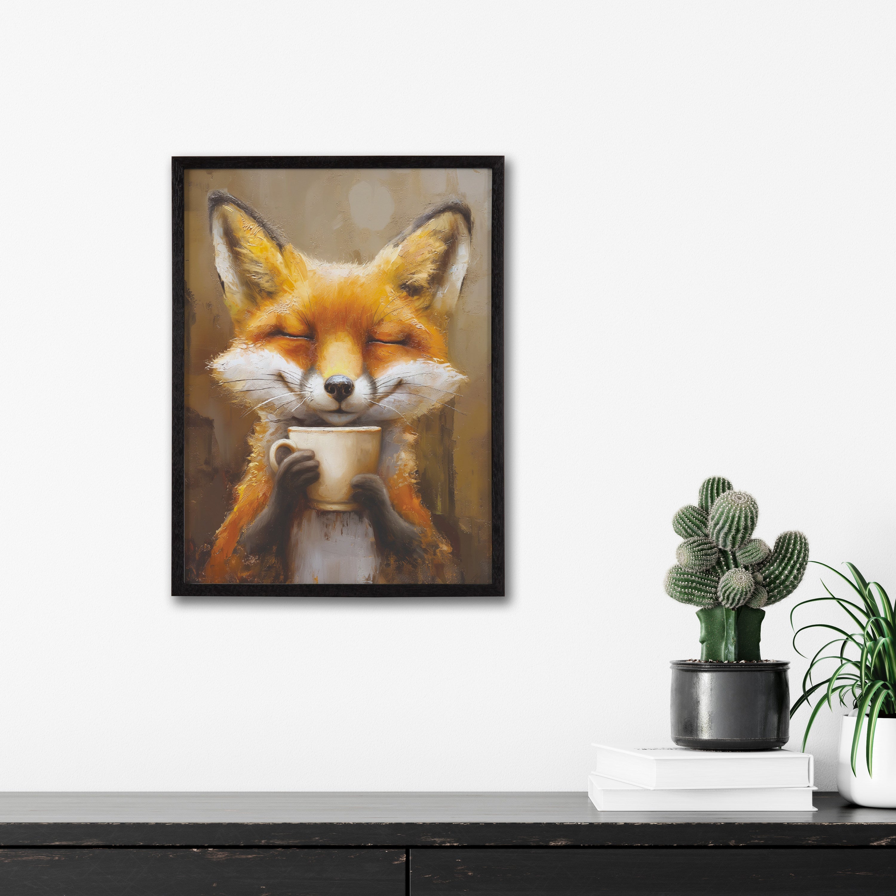 Gallery Happy Fox Traditional Coffee Tea Cup Print by The Creative Bunch Studio