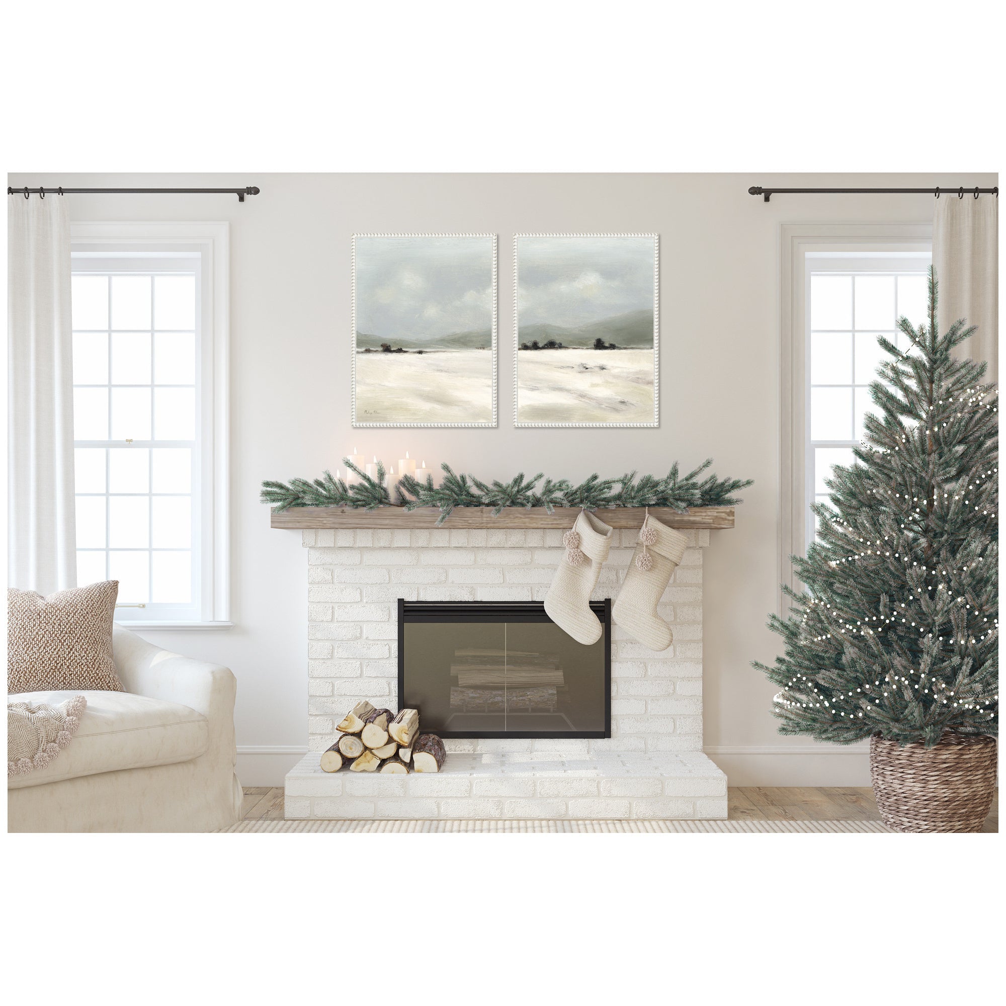 Sylvie Beaded December Mist - 2 Piece Framed Canvas Art Set by Mackenzie Nelson
