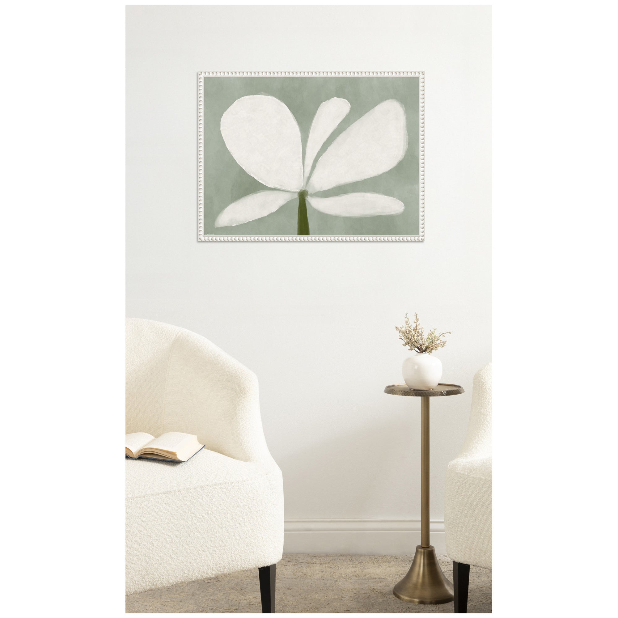 White Floral No.
2 by Gabrielly Guedes Framed Canvas Wall Art Print