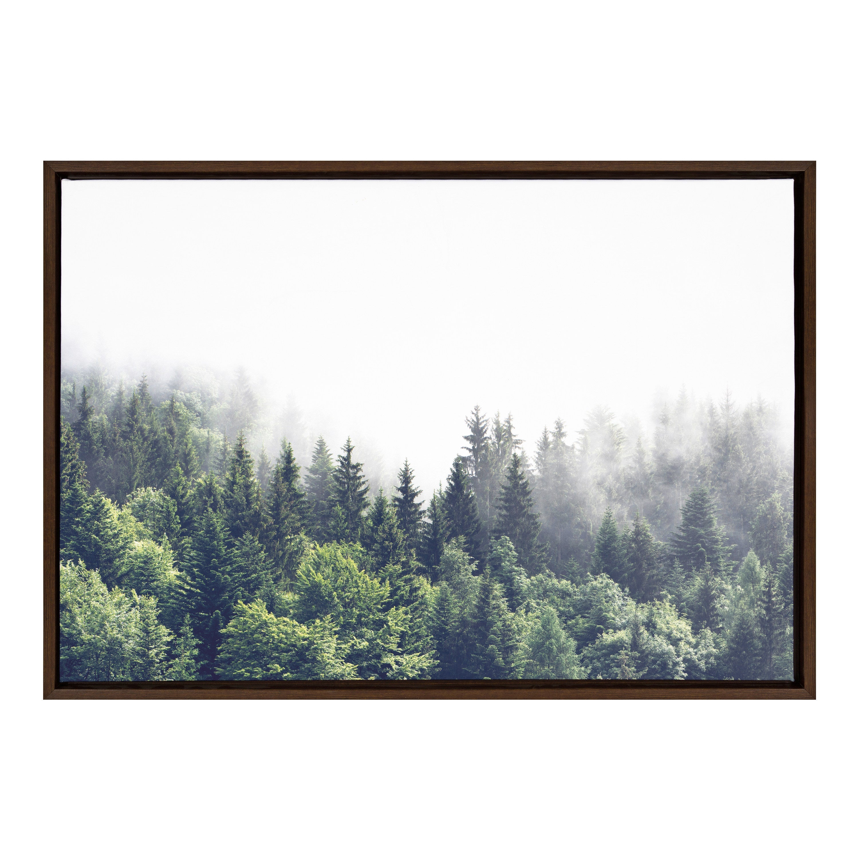 Sylvie Lush Green Forest On A Foggy Day Framed Canvas