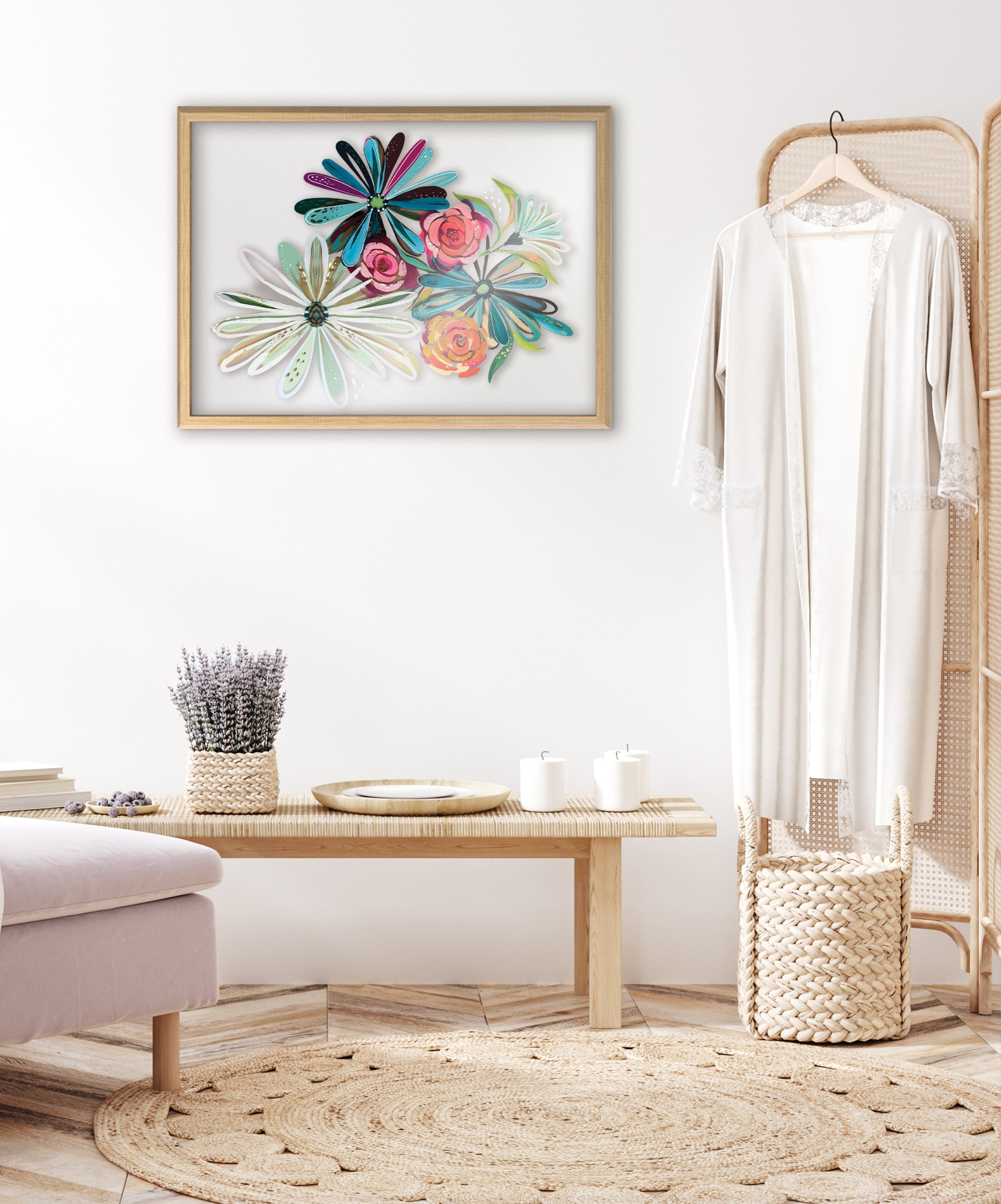 Blake Flowers on Glass 2 Whole Flowers Framed Printed Art