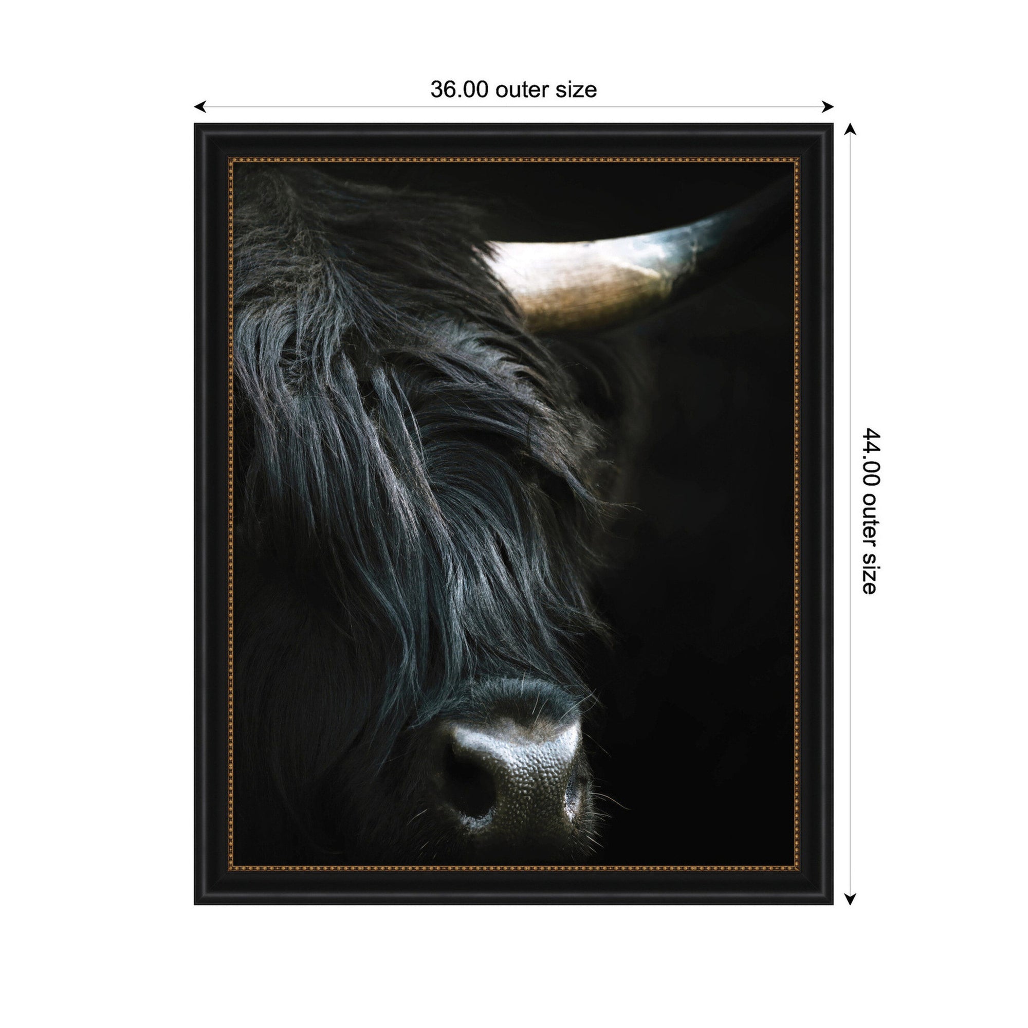 Minimalist Black Highland Cow Close by Michael Schauer Framed Wall Art Print