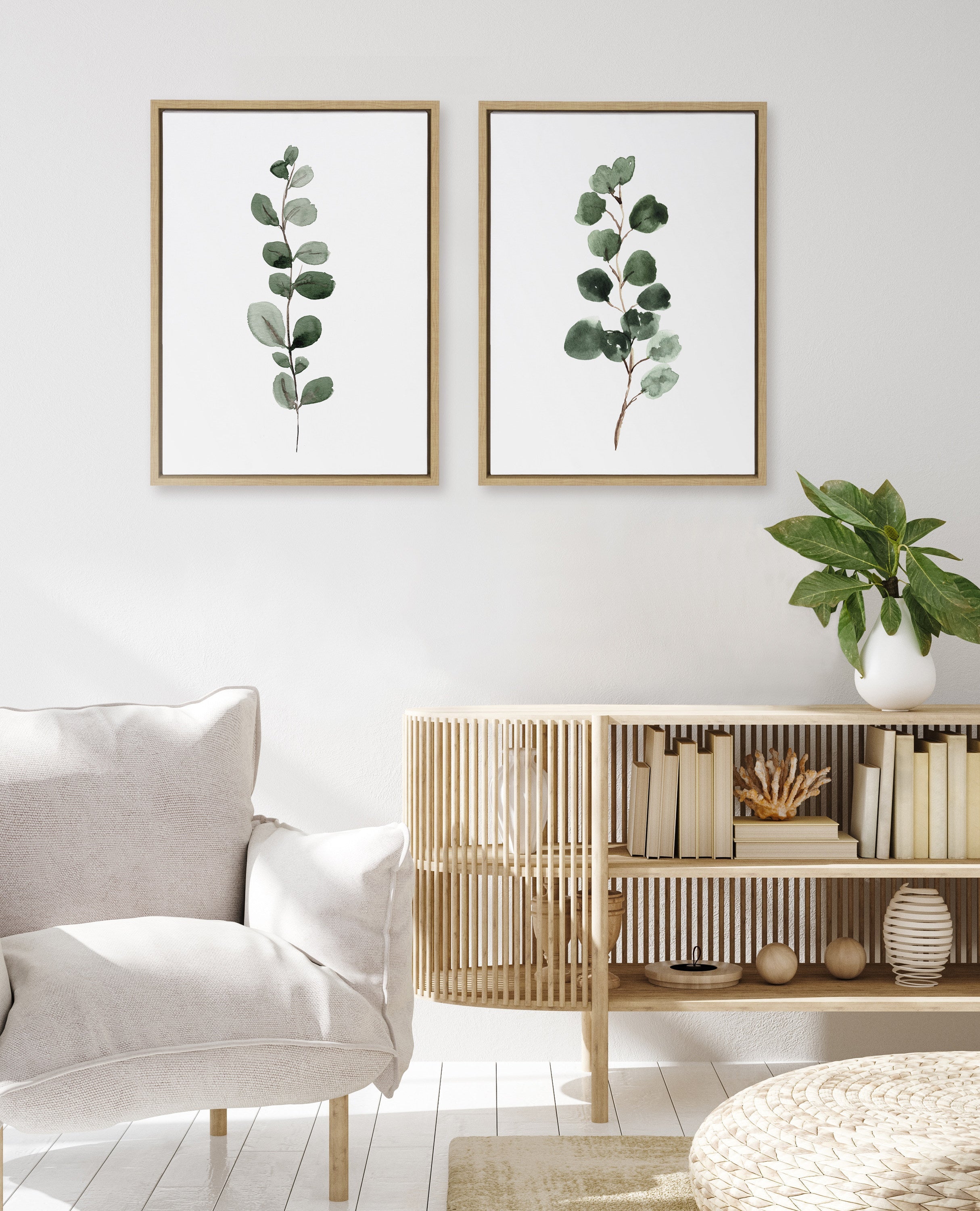 Sylvie Eucalyptus Framed Canvas Set by kateandlaurel - product image 18 for Resin Society