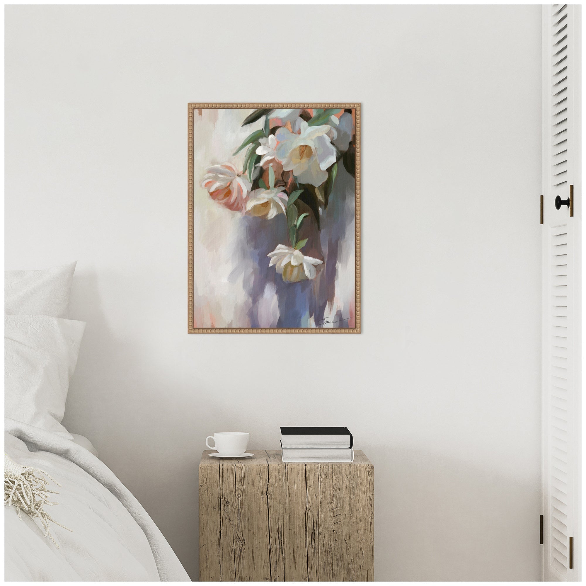 Sylvie Dangle Thumb Pastel Flower Bouquet Framed Canvas by Mary Sparrow