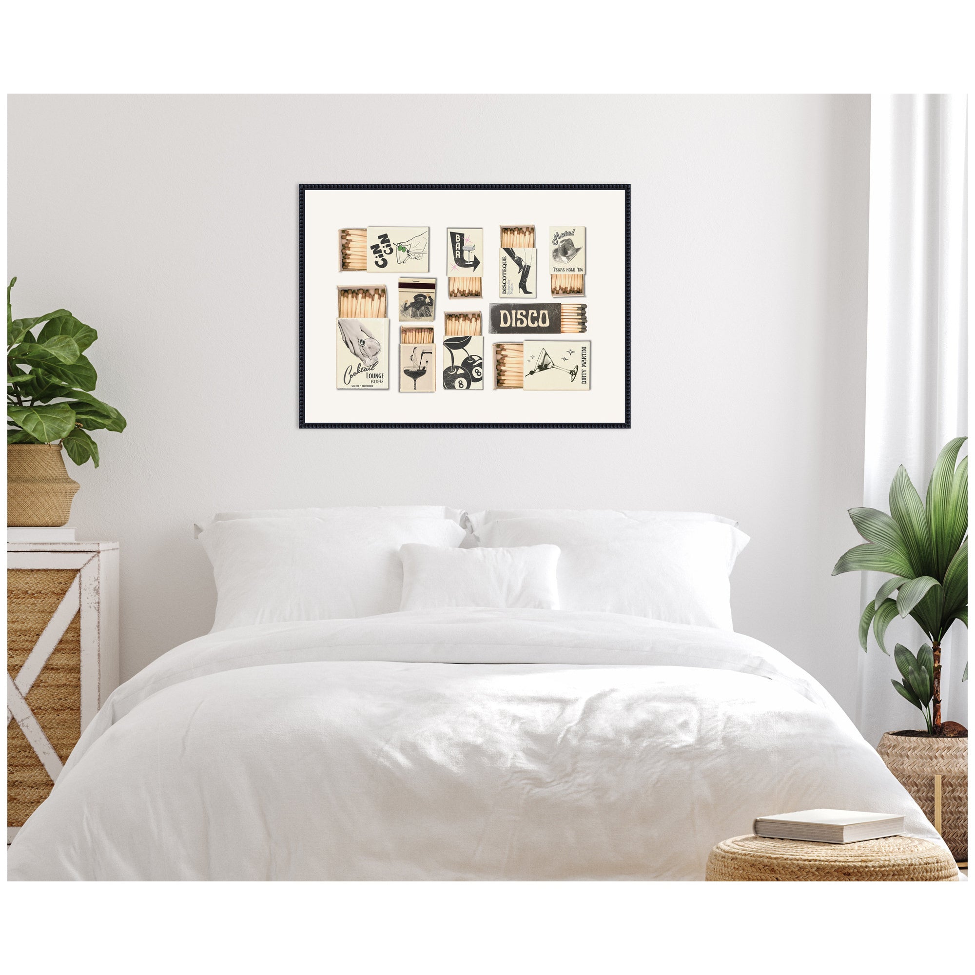 Vintage Matchboxes Neutral Black and Beige by Honey Island Studio Framed Canvas Wall Art Print